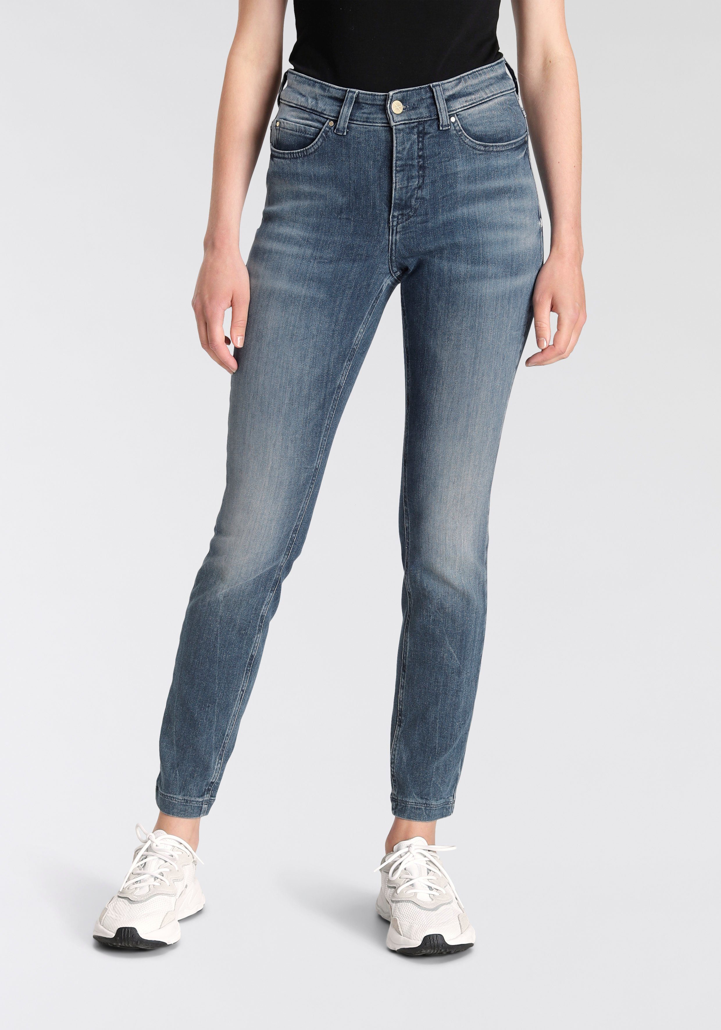 MAC Skinny-fit-Jeans Dream Skinny Hochelastische Qualität sorgt für den perfekten Sitz dark net blue authentic wash