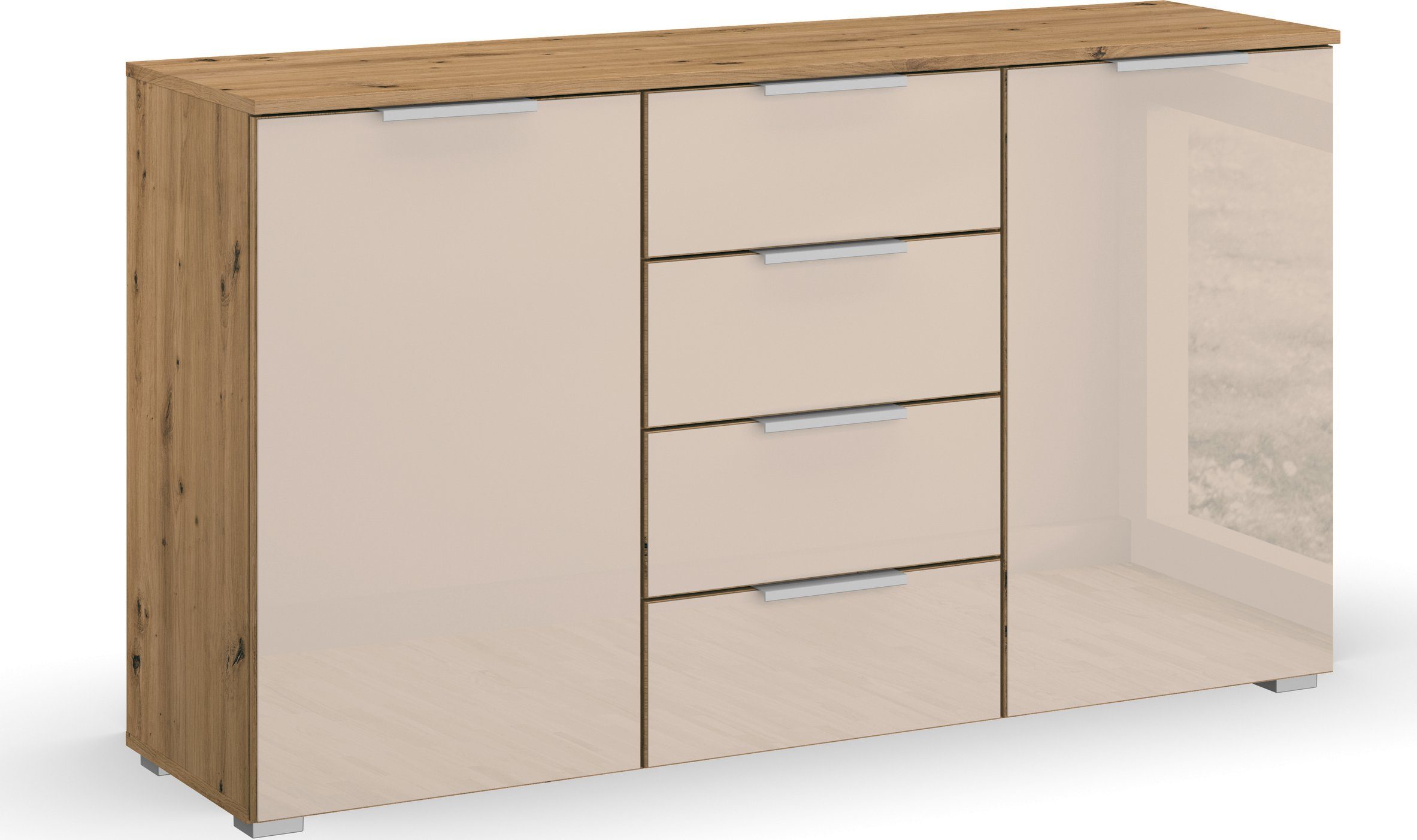 rauch Schubkastenkommode Sideboard Kommode Kombikommode KOLUNA mit Glasfront, mit 4 Schubkästen und 2 Türen sowie Metallgriffen MADE IN GERMANY