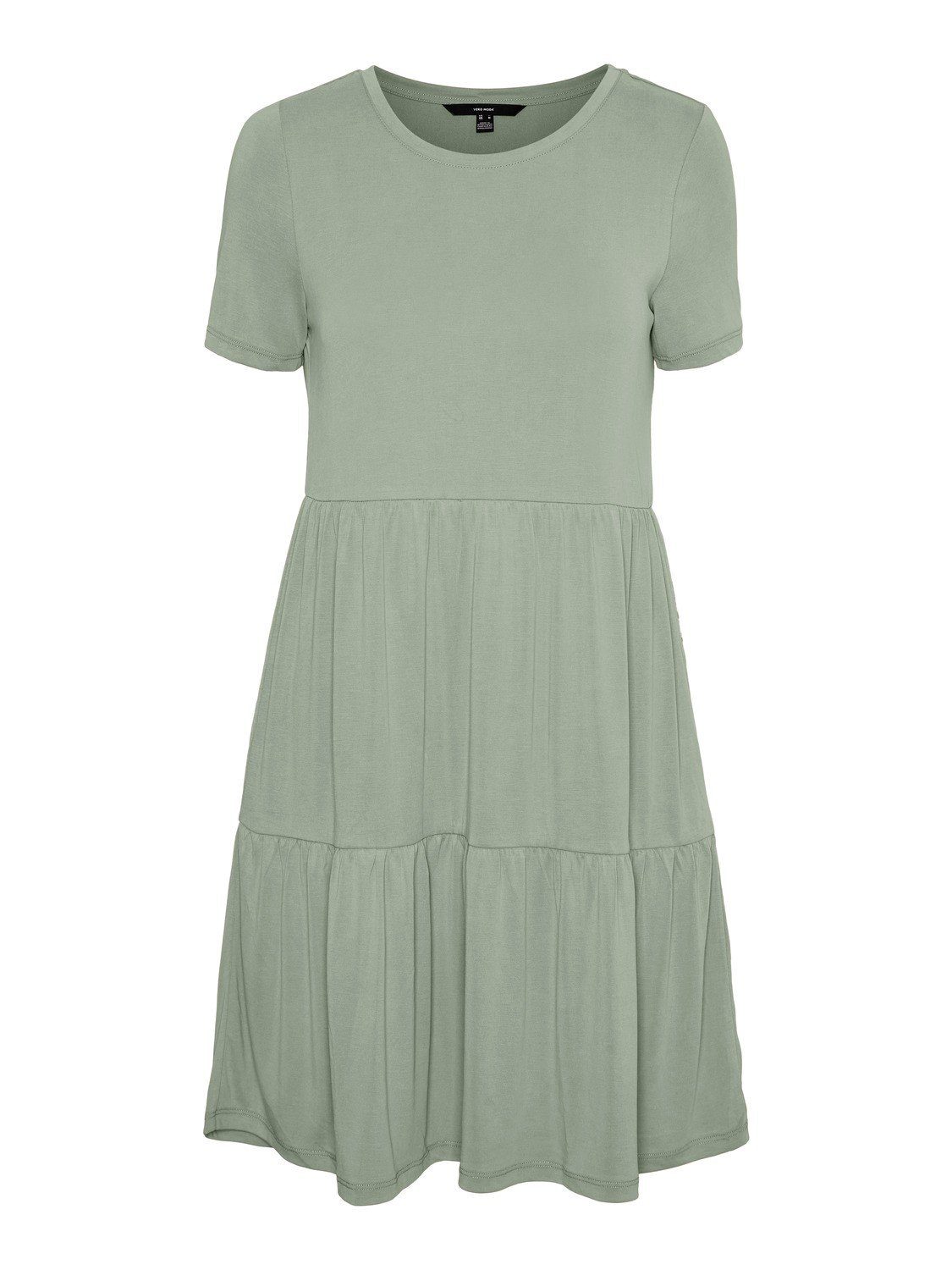Vero Moda Shirtkleid Kurzes Kurzarm Tunika Blusenkleid mit für Damen (kurz, 1-tlg) TENCEL™ Lyocell nachhaltig Regulär geschnitten Fit Rundhals
