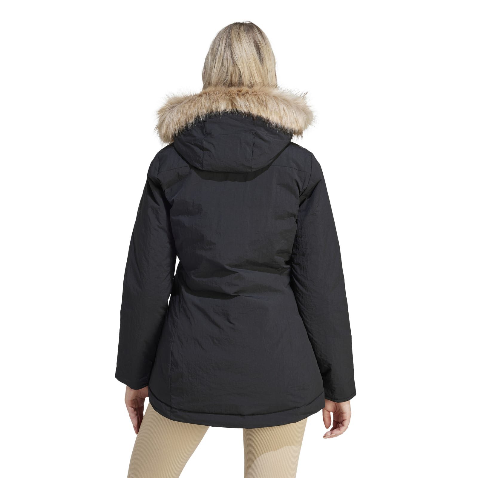 adidas Performance Wintermantel Hooded Fur Parka (wasserabweisend) schwarz Damen – Bild 4 von 5