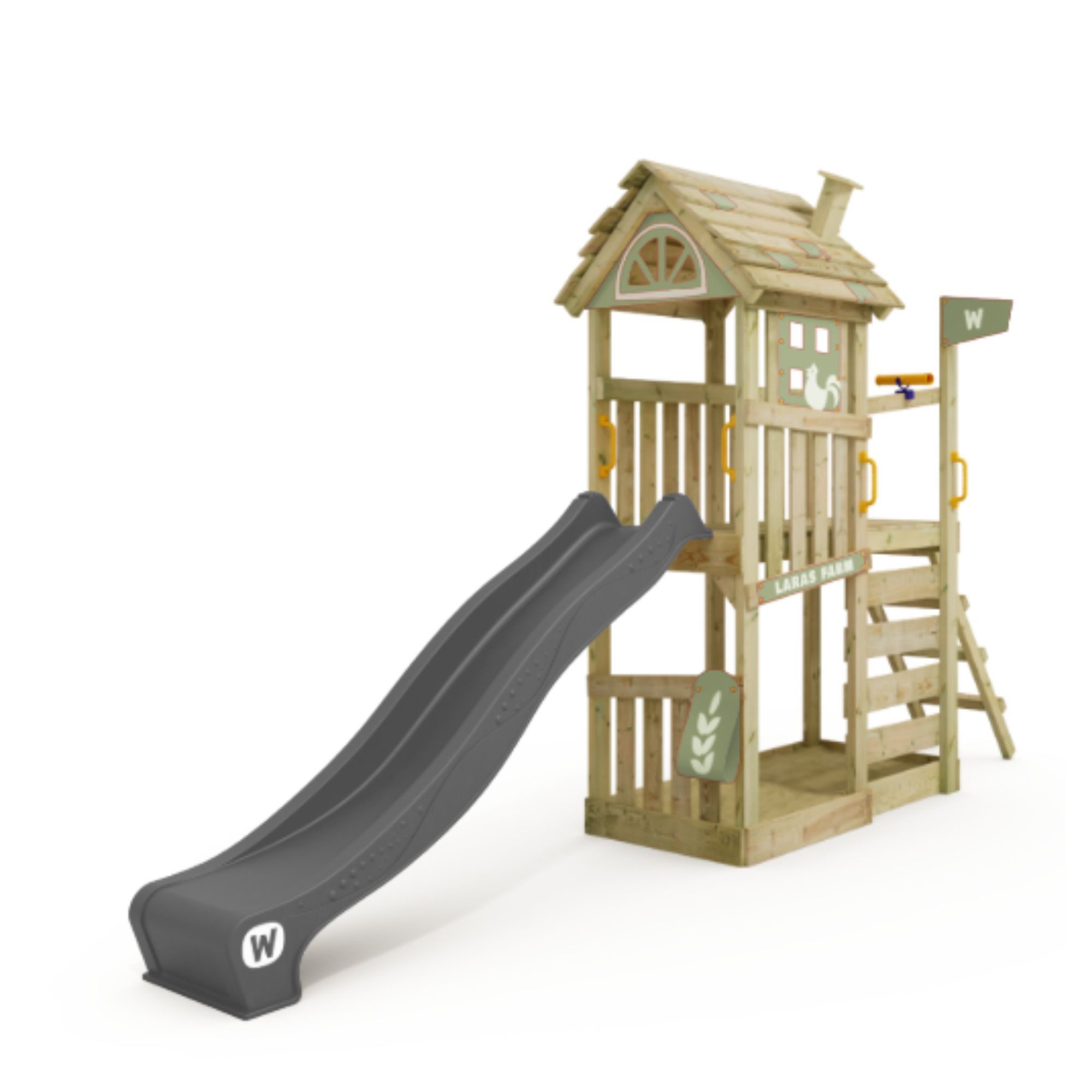 Wickey Spielturm FarmFlyer mit Rutsche, Anbaumodulen & Spielhaus in Bauernhof-Optik, Perfekt für kleine Abenteurer mit 10 Jahren Garantie*