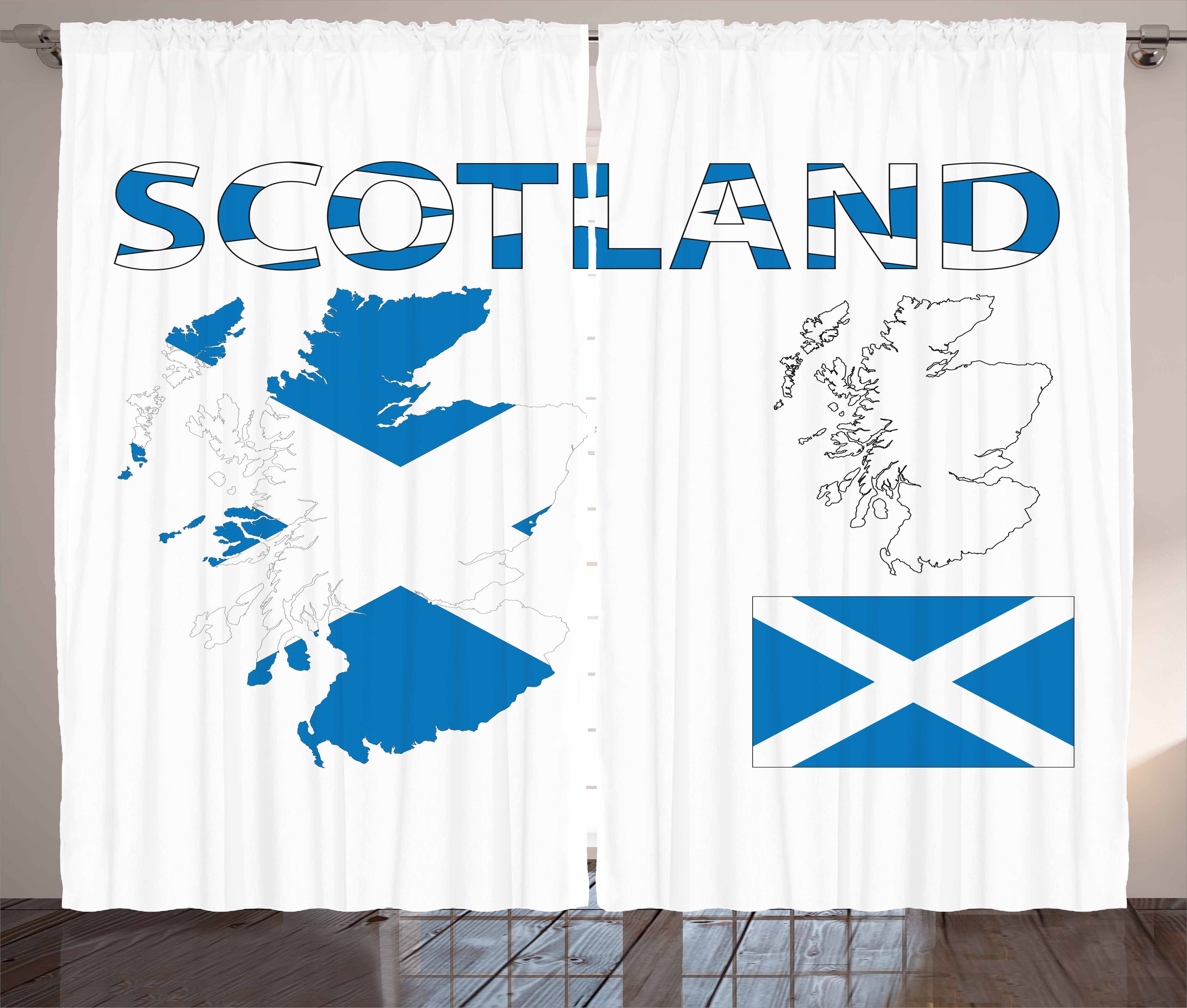 Vorhang mit und und Gardine Schlaufen Schottland die Flagge Landkarte Haken, Schlafzimmer Abakuhaus, Kräuselband
