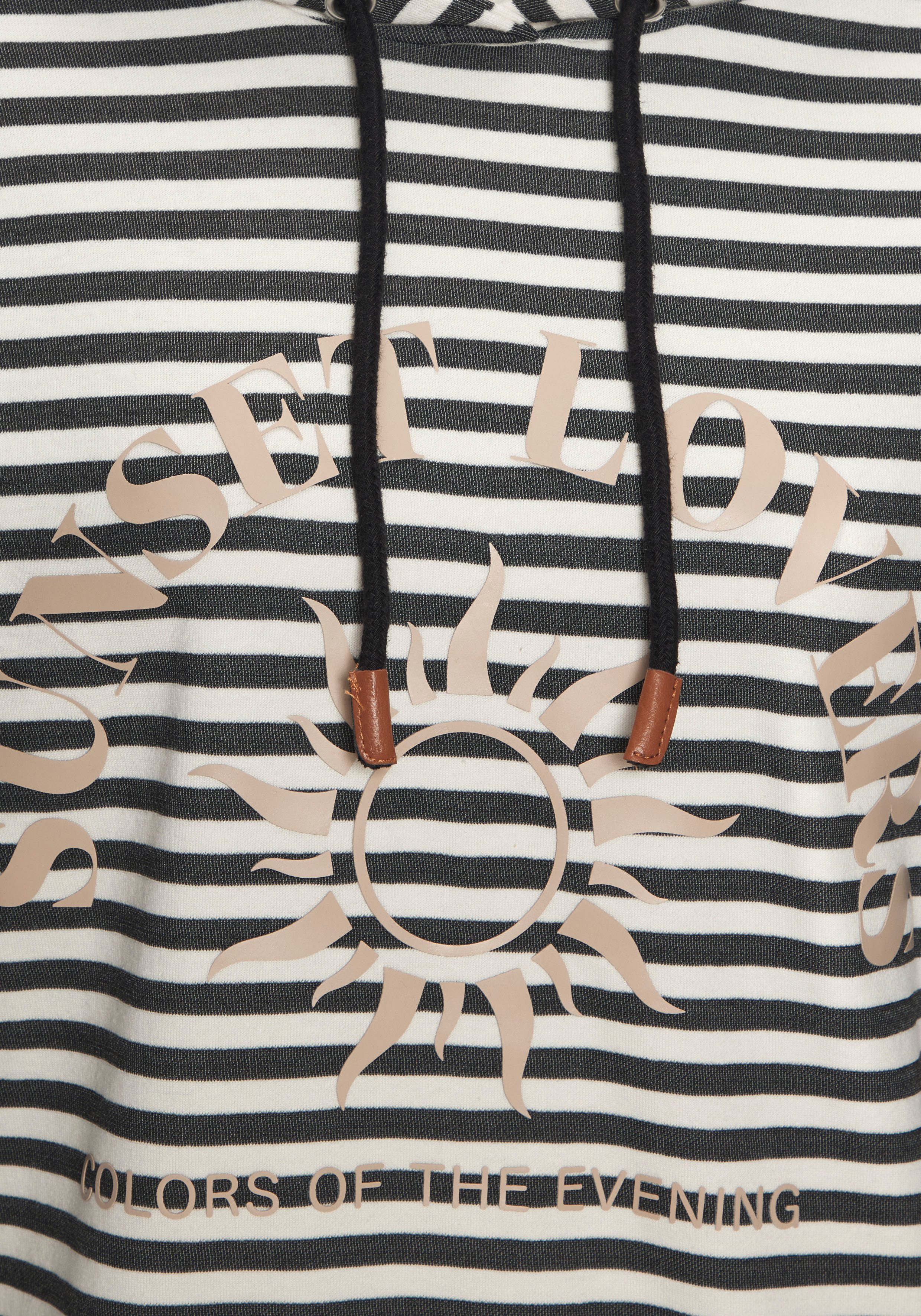 H.I.S Kapuzenpullover im Streifenlook mit großen Print, Loungewear