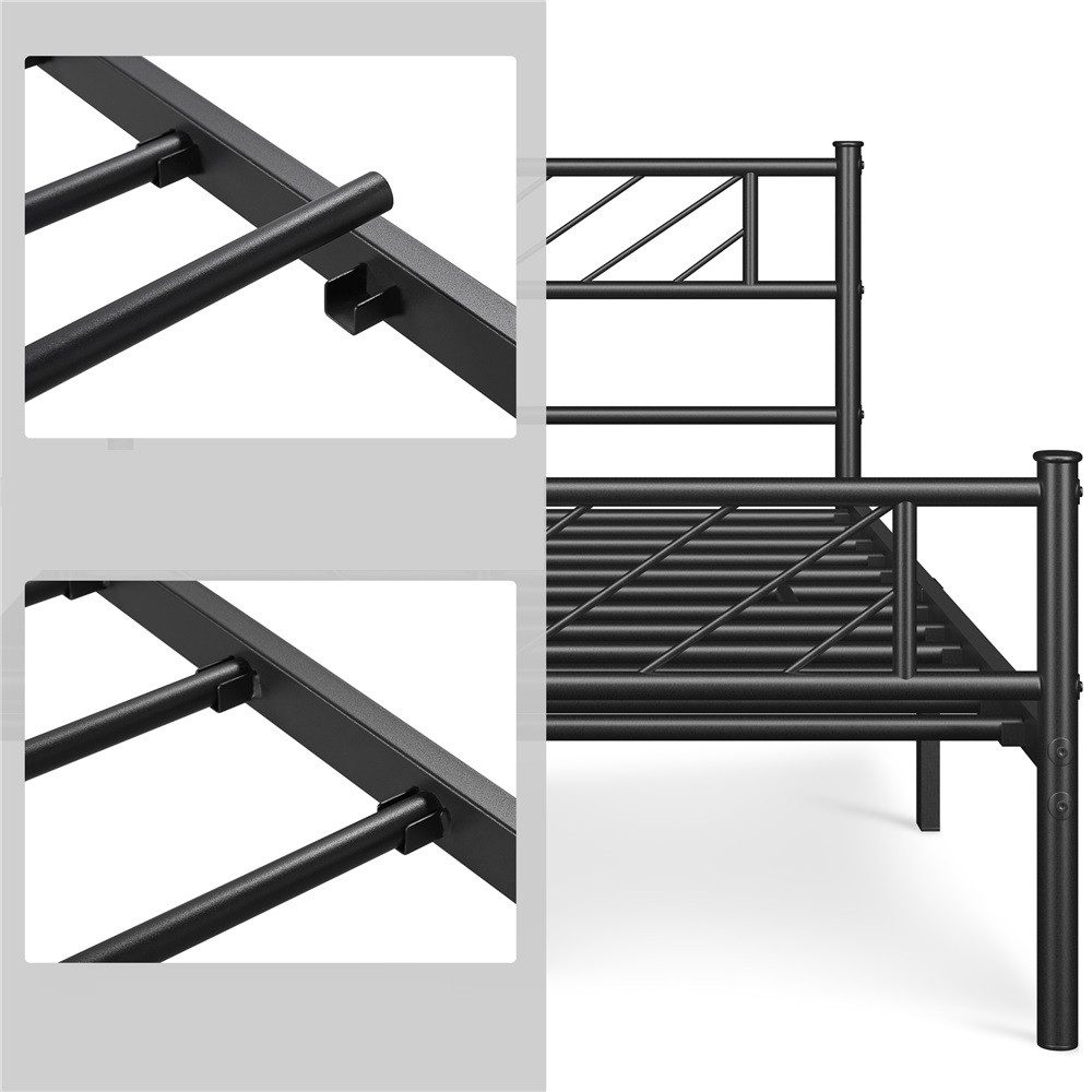 Yaheetech Metallbett Bettgestell 90x190/90x200/140x200cm, Minimalistischer Bettrahmen mit Kopfteil Gästebett mit Lattenrost