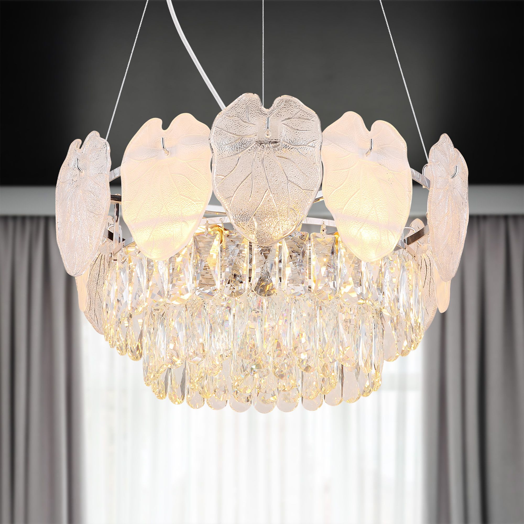 bmf-versand Люстры Hängelampe Wohnzimmer Hängeleuchte Kristall Deckenleuchte Люстры, Kristalllampe, ohne Leuchtmittel, Wohnzimmerlampe Kristalle