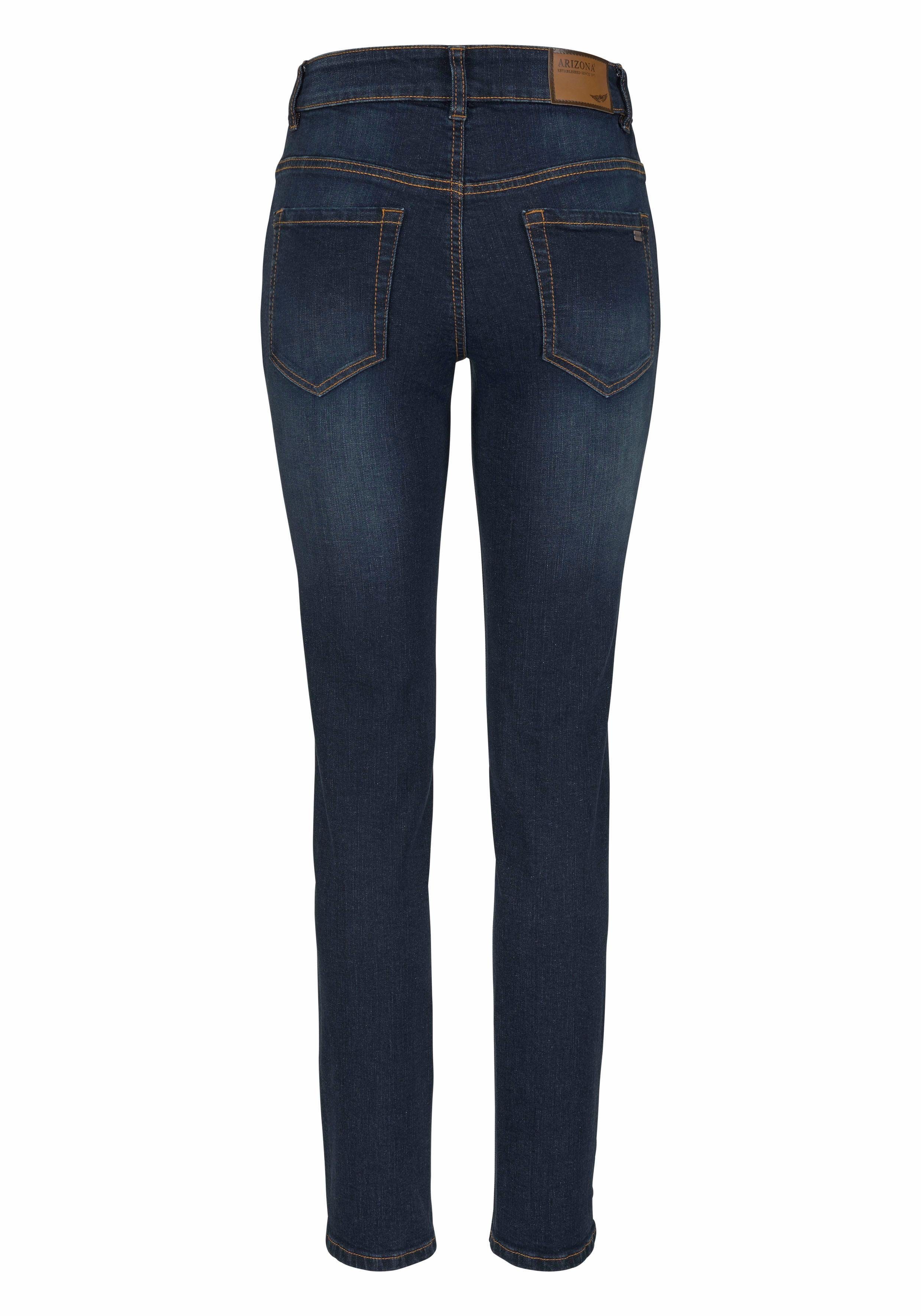mit Waist Gummizugeinsatz High seitlichem darkblue-used Bund Slim-fit-Jeans Arizona
