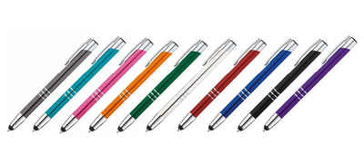 Livepac Office Kugelschreiber 10 Touchpen Kugelschreiber aus Metall / 10 verschiedene Farben