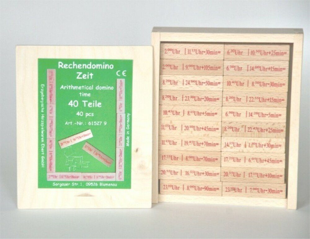Erzgebirgische Holzspielwaren Ebert GmbH Rechendomino Zeit Konstruktionsspielsteine