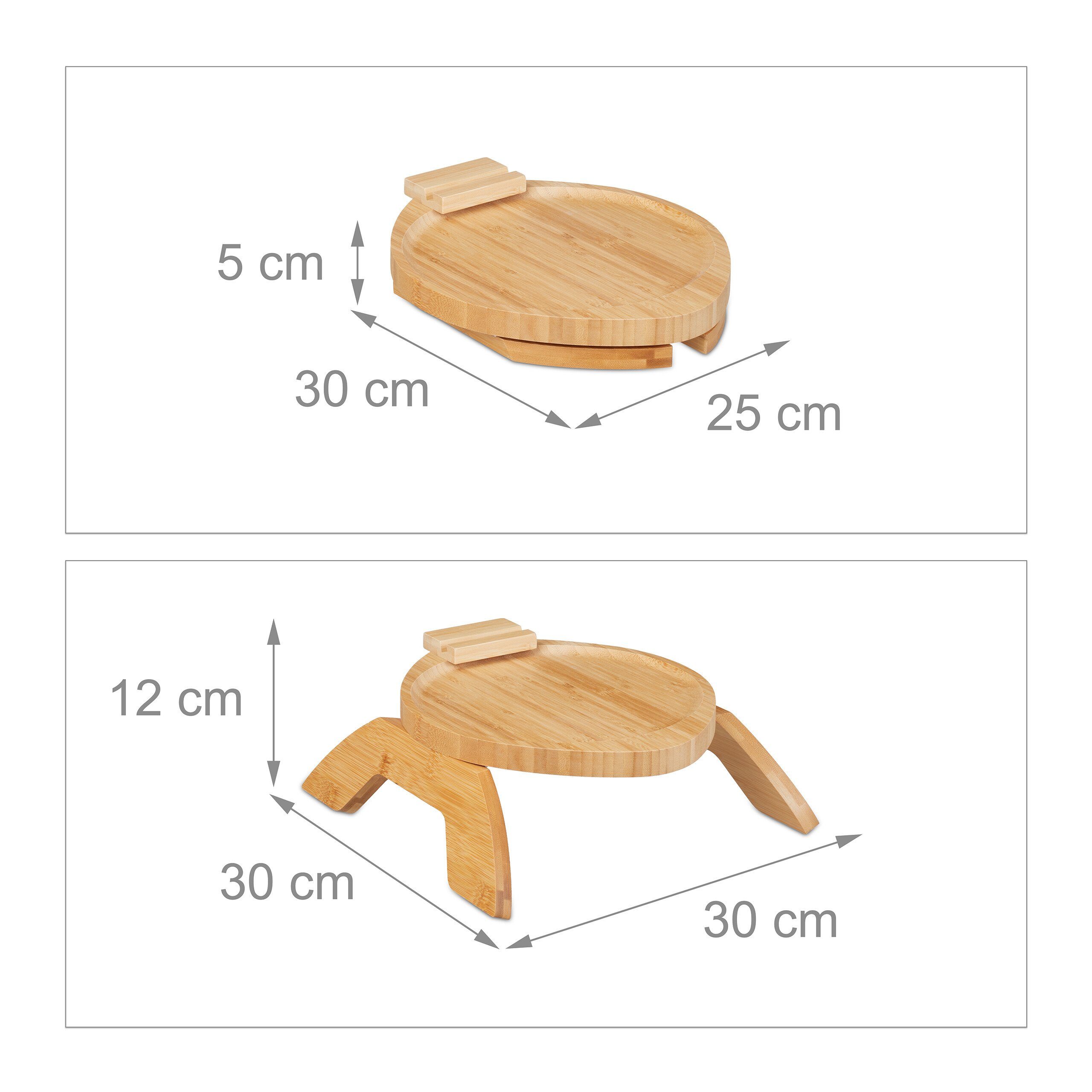 Tablett Armlehne, für relaxdays Bambus Sofatablett