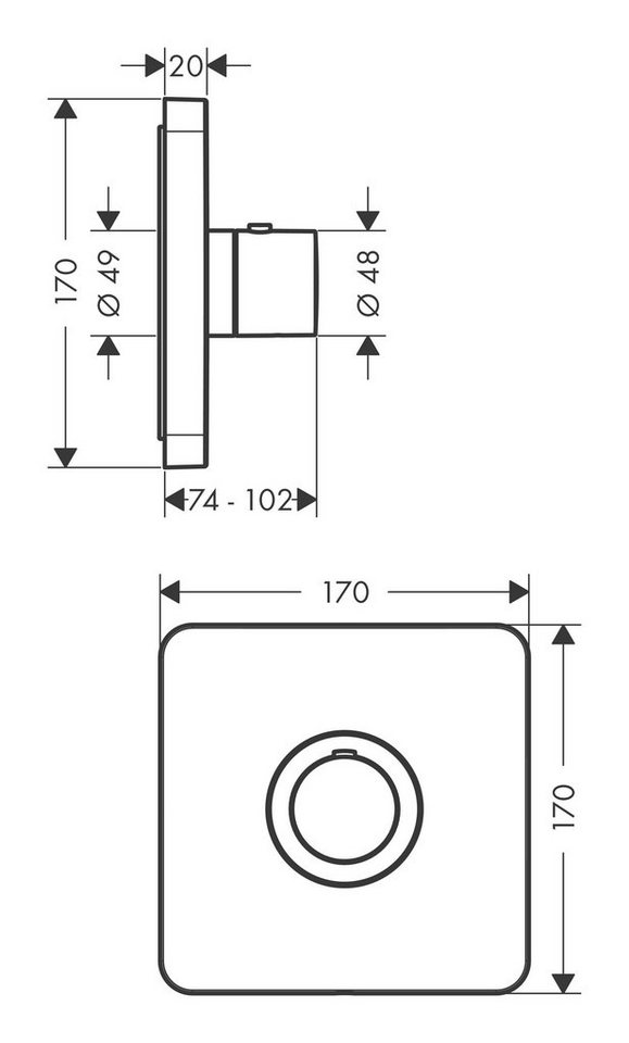 Thumbnail - hansgrohe Unterputzarmatur Axor ShowerSelect Thermostat HighFlow abgerundet Unterputz