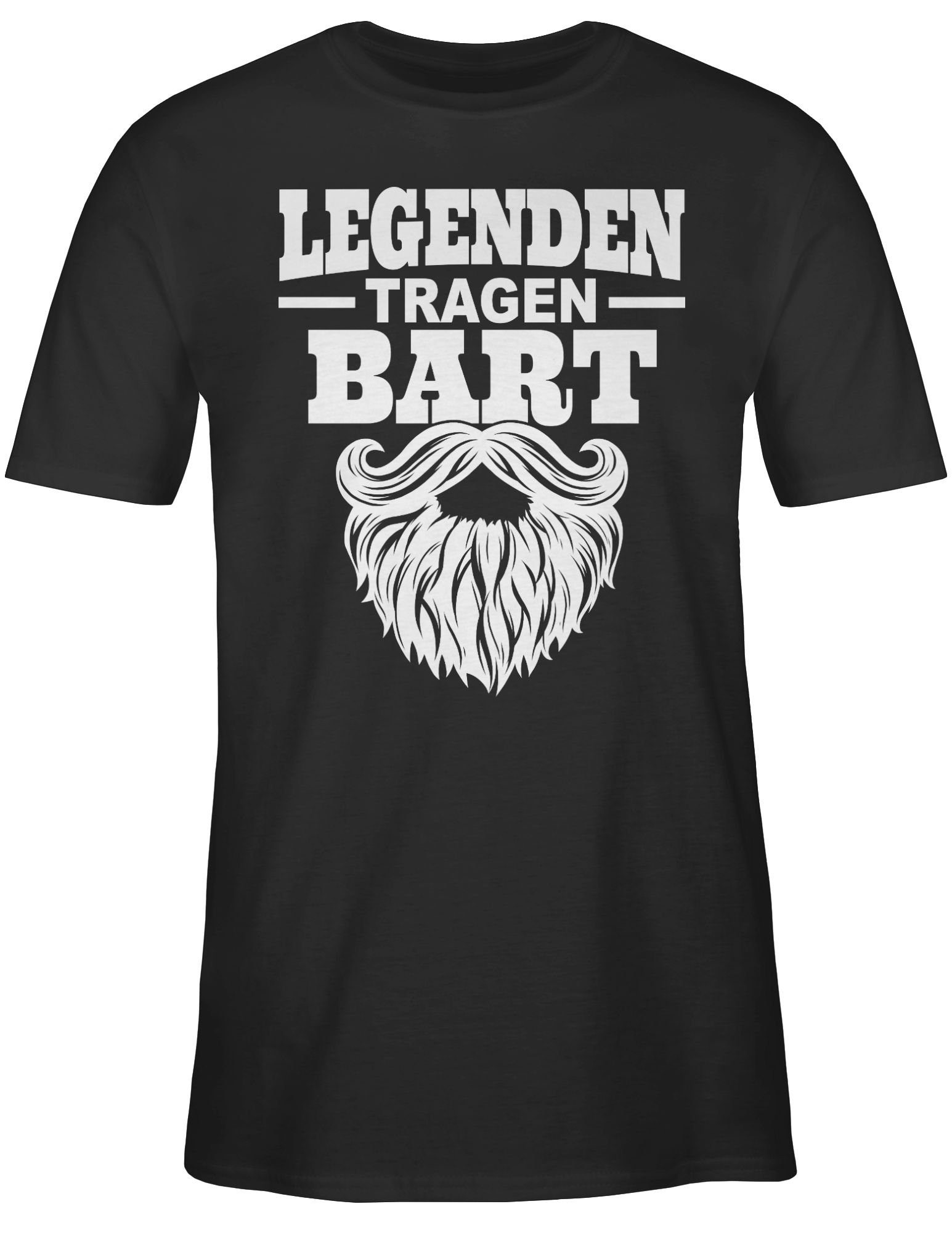 Shirtracer T-Shirt Sprüche weiß mit 01 Schwarz Statement tragen Bart Spruch Legenden