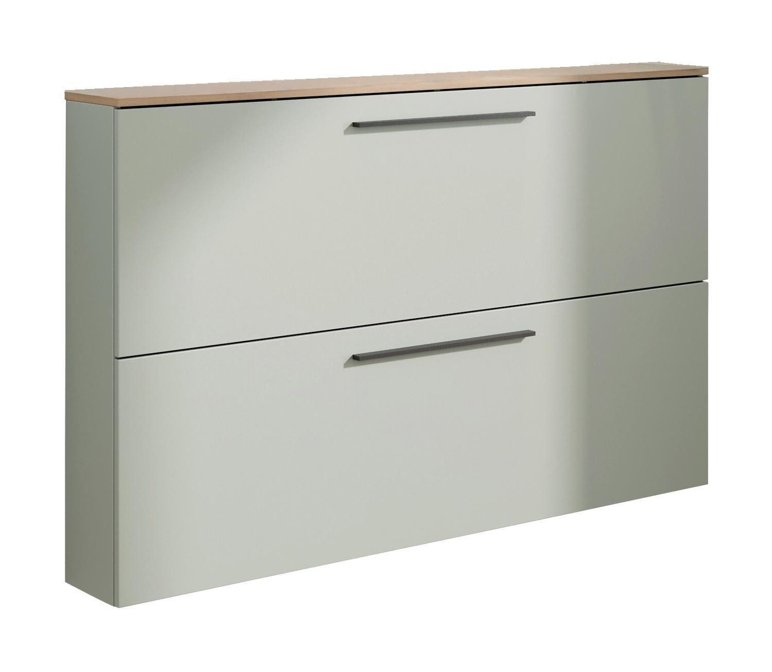 Vito Schuhkipper LISSOME, 2 Klappen, Taupegrün, Navarra Eiche Dekor, Made in Germany, B 140 x H 85 x T 19 cm