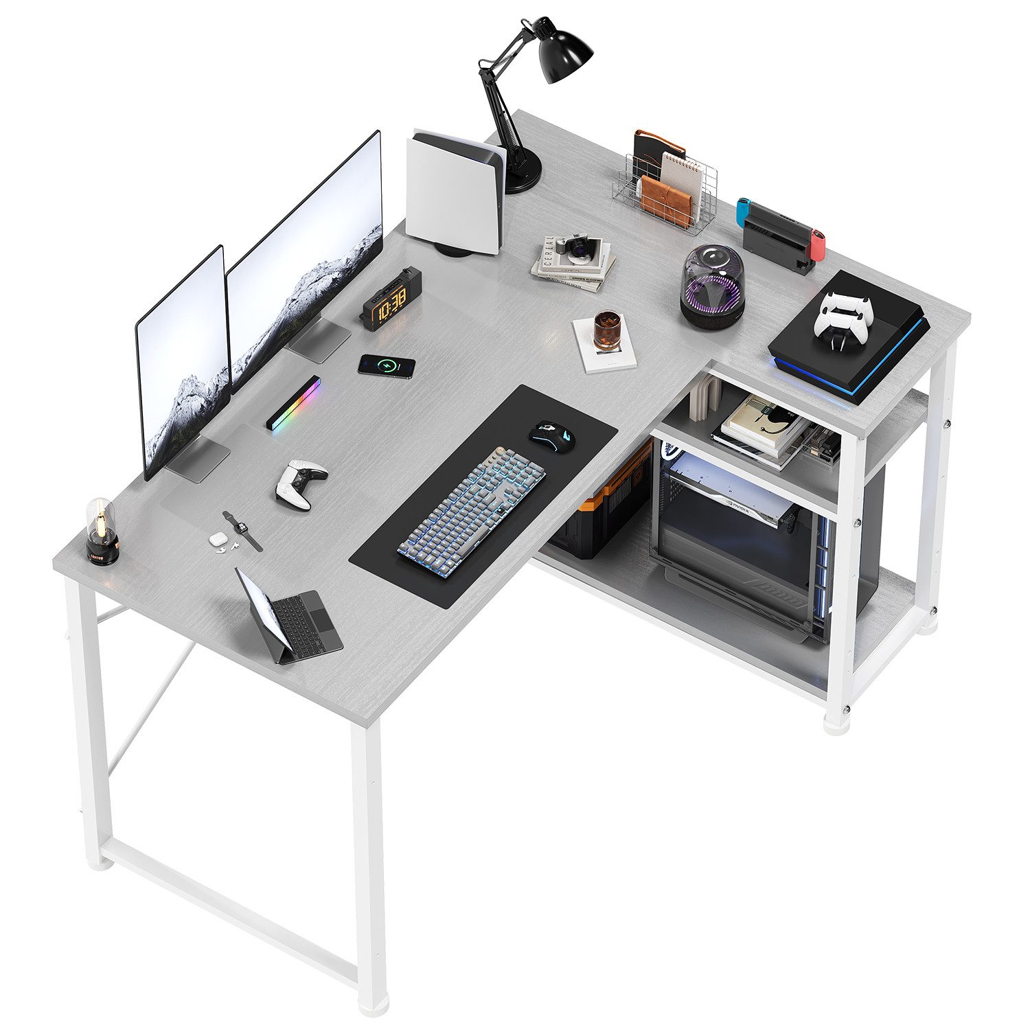 HOMALL Eckschreibtisch L-förmig,Computertisch mit 2 verstellbarenX-Verstrebung (100/120/140/160cm,PC Tisch,L-Computertisch,Schreibtisch,Geeignet fur Buro, Arbeitszimmer)