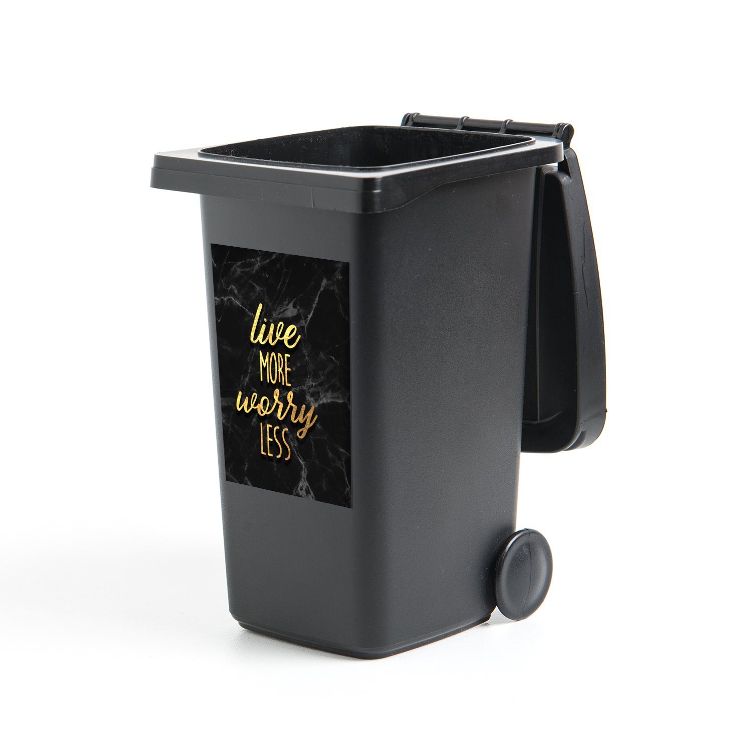 Wandsticker Schwarz Container, - St), - Gold Mülleimer-aufkleber, Abfalbehälter Mülltonne, - Sticker, MuchoWow Leben Zitat (1