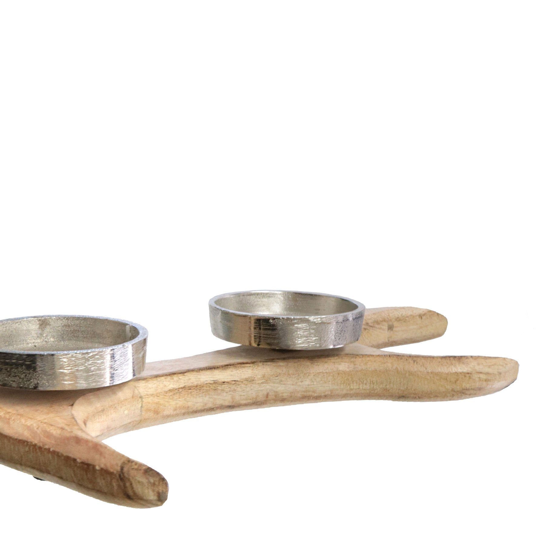 Spetebo Teelichthalter Advents Kerzen Halter GEWEIH - 56 cm - Mango Holz (P günstig online kaufen