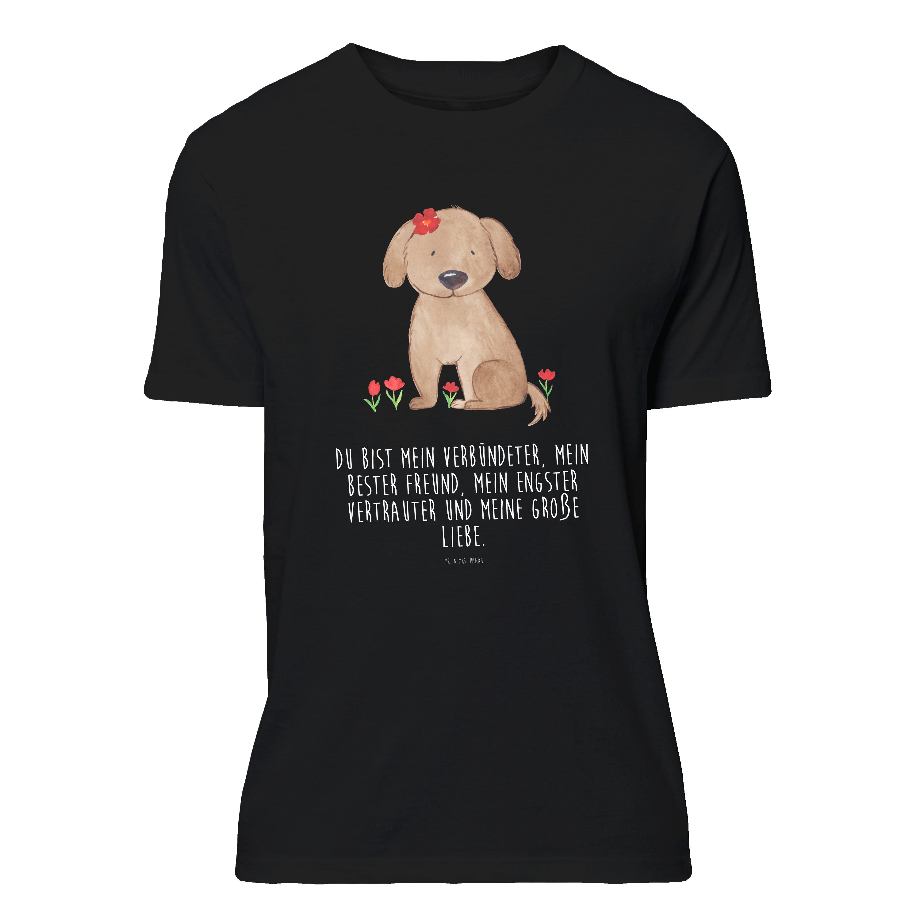 Mr. & Mrs. Panda T-Shirt Hund Dame, S T-Shirt, Schwarz, T-Shirt, Liebe, oberteil, Hundeglück, (Packung) oberteil T-Shirt mit Spruch Shirt