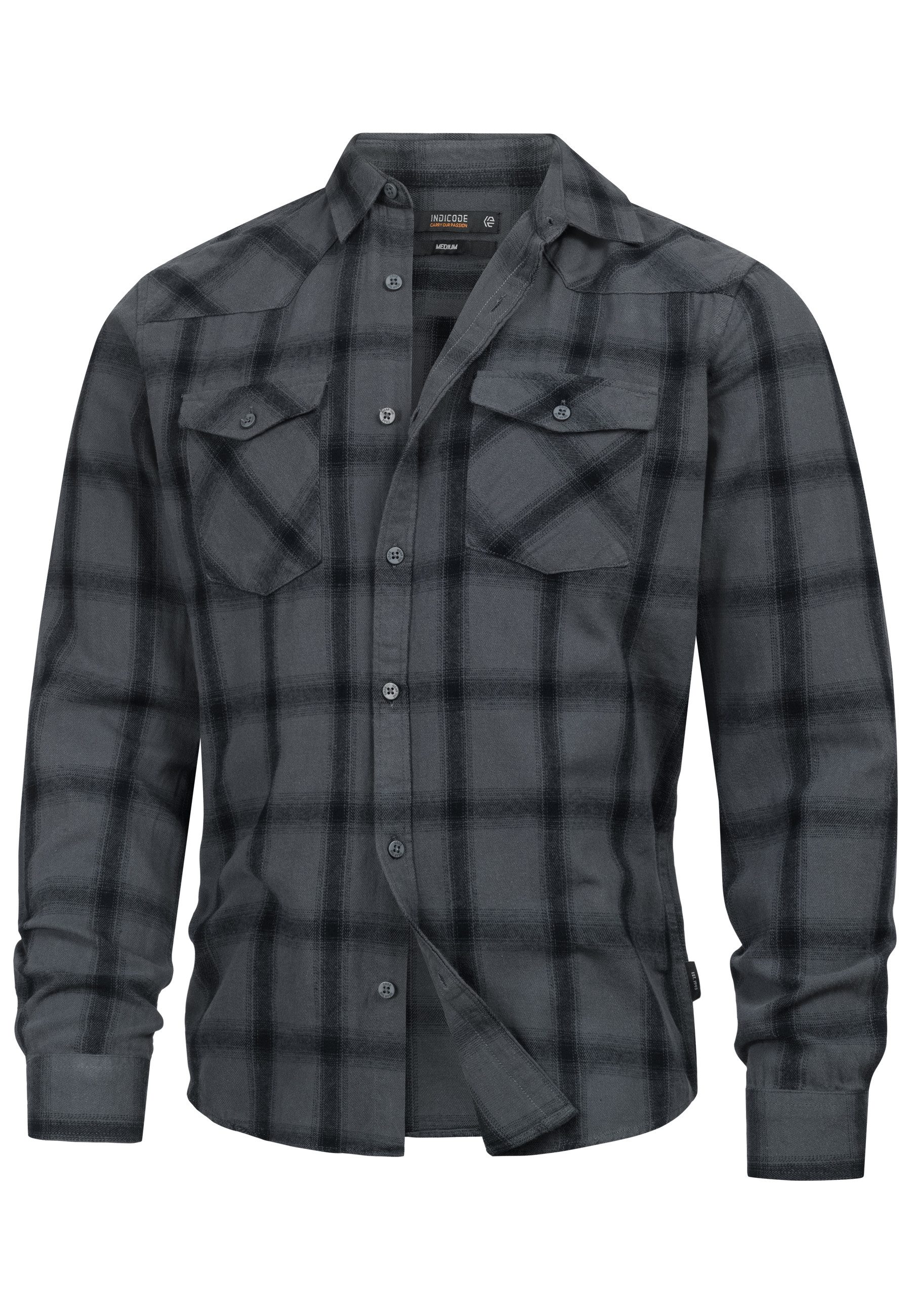 Indicode Langarmhemd Herren Altin Herrenhemd Langarm Flanellhemd im Karo-De günstig online kaufen