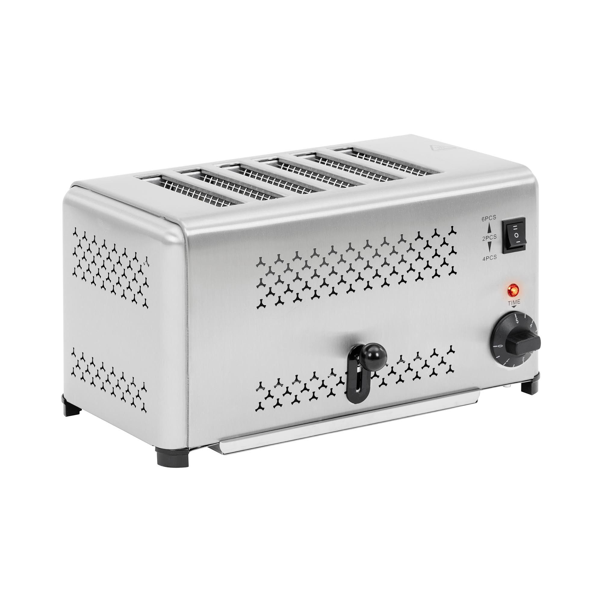 Royal Catering Toaster Gastronomie-Toaster 6 Scheiben 2500 W Timer Krümelschublade Edelstahl, 2500 W