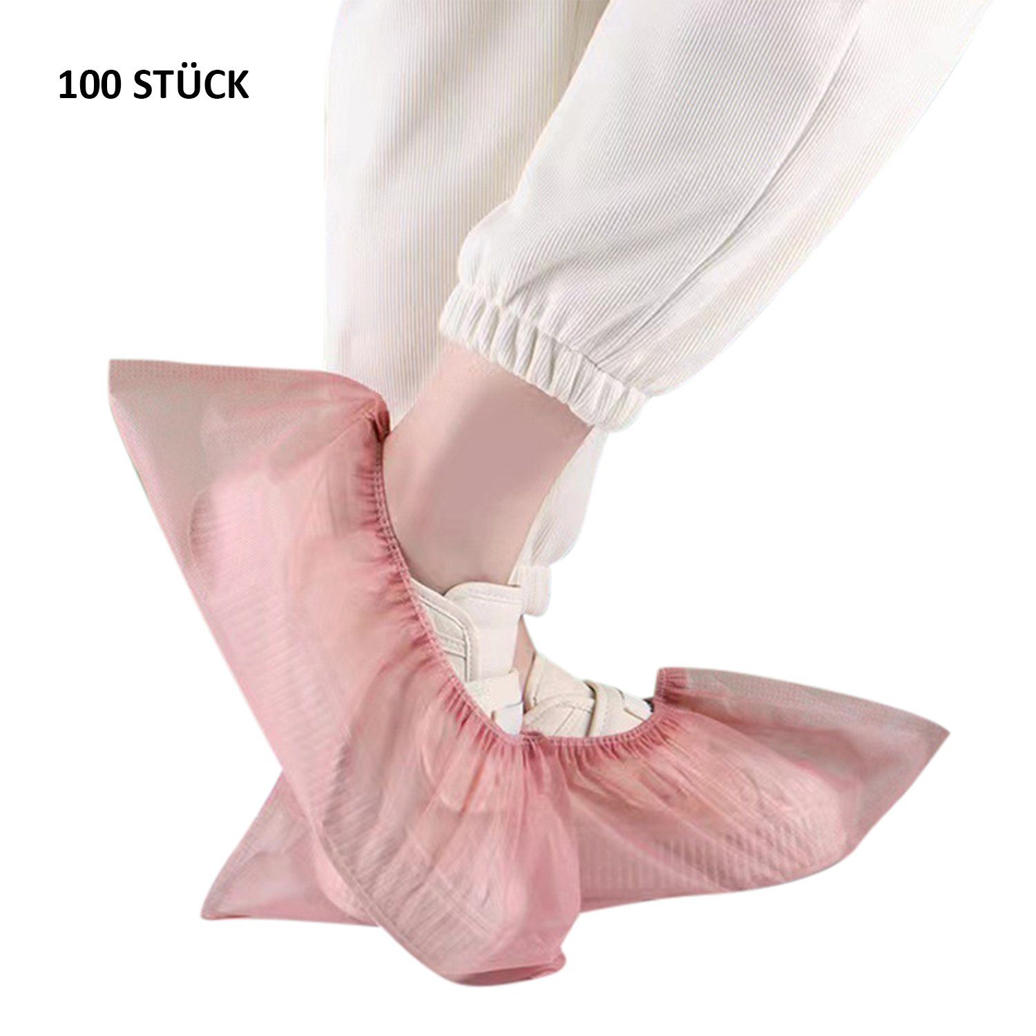 Daisred Schuhüberzieher 100 Stück Schuhüberzieher hygienische Einweg-Stiefel rutschfest Rosa