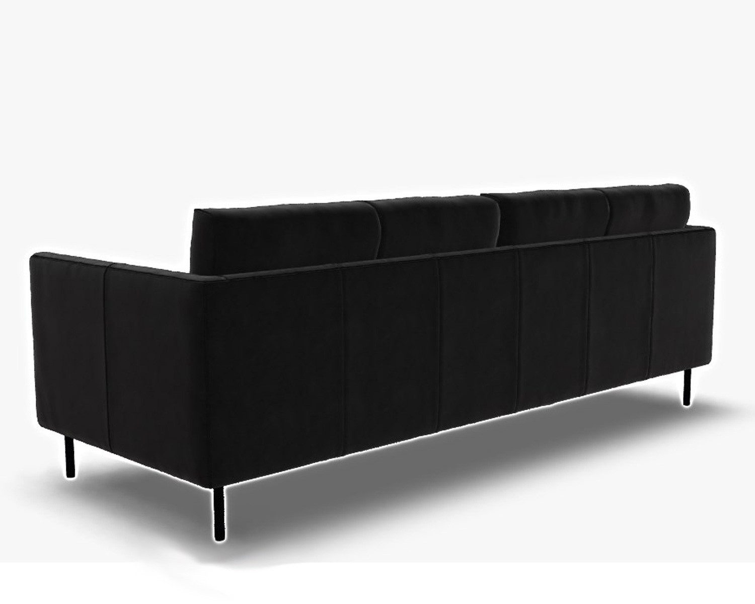 Rolf Benz 3-Sitzer Sofa freistil 133 Rolf Benz Leder schwarz 222cm, Echtes Leder