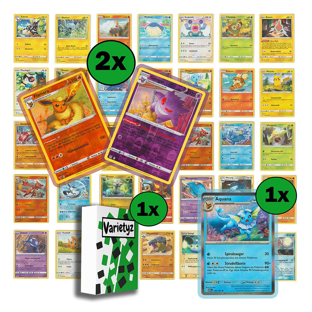 Varietyz Sammelkarte Sammelkarte 30 verschiedene Pokemon Karten Deutsch Original Karten Set