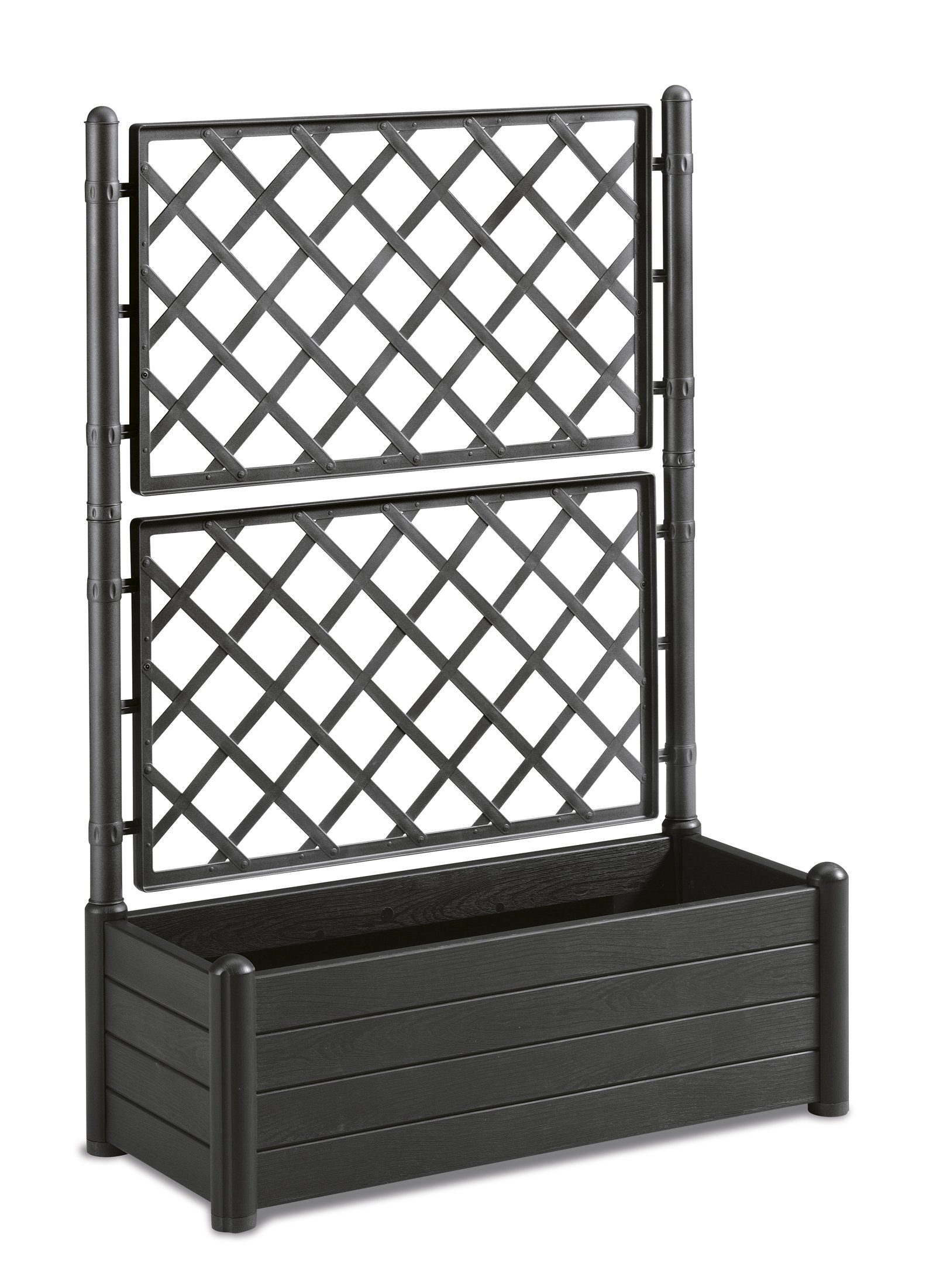 BigDean Spalier Rankgitter XL anthrazit mit Blumenkasten für Garten