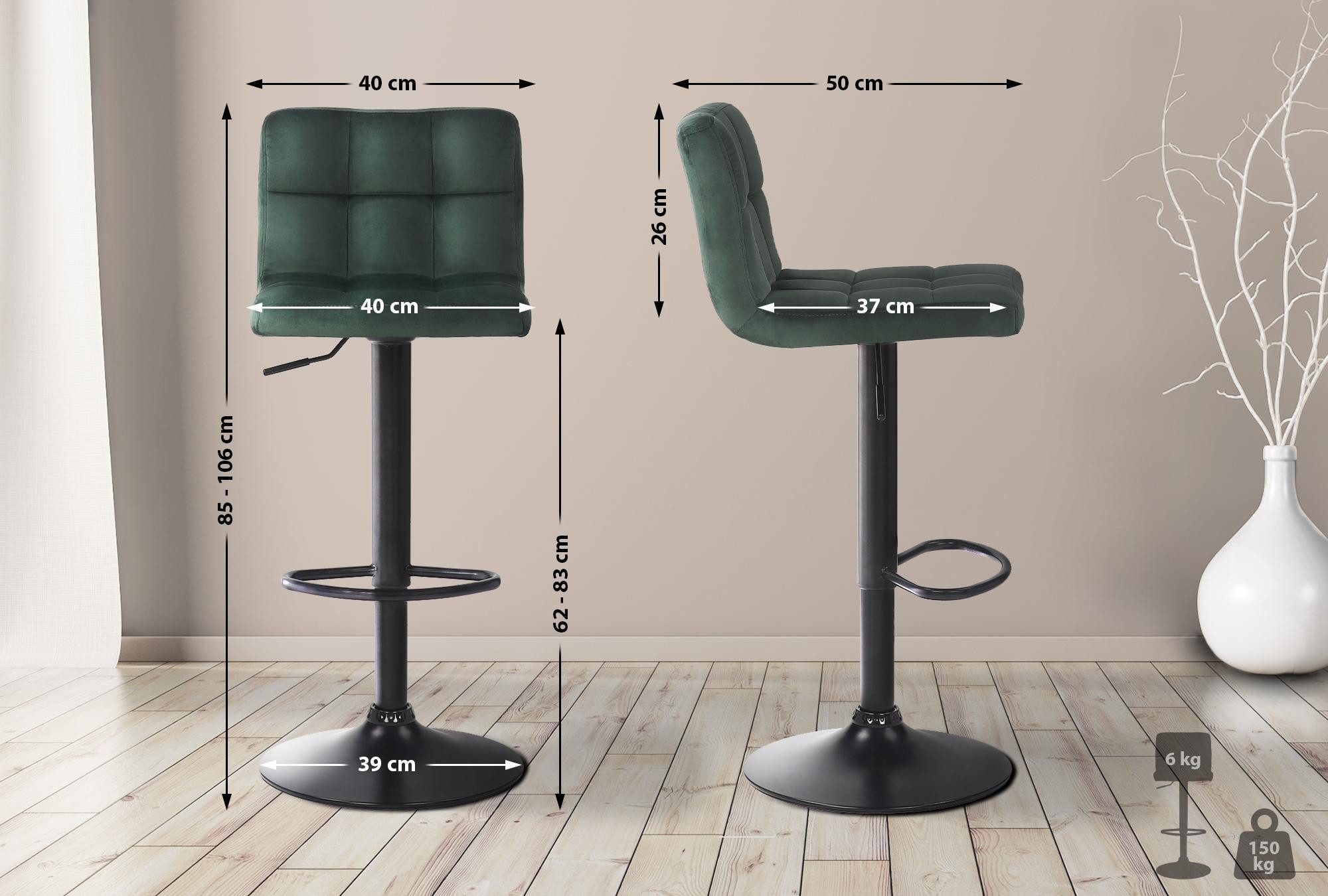 CLP Barhocker Feni Samt, drehbar und stufenlos höhenverstellbar