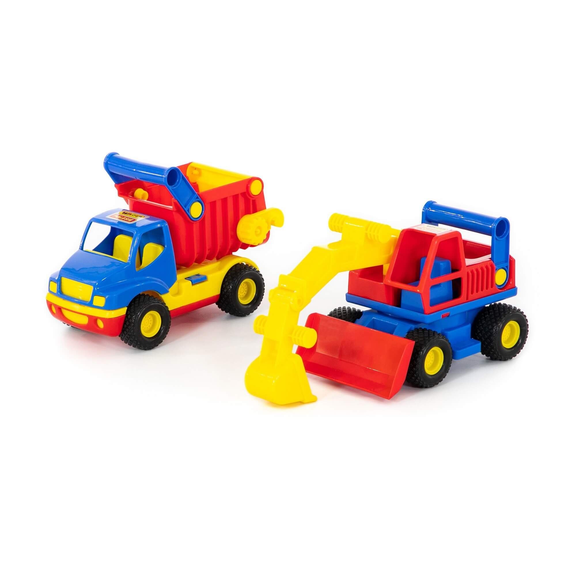 WADER QUALITY TOYS Spielzeug-Kipper ConsTruck Set 2-tlg. Muldenkipper mit  Bagger