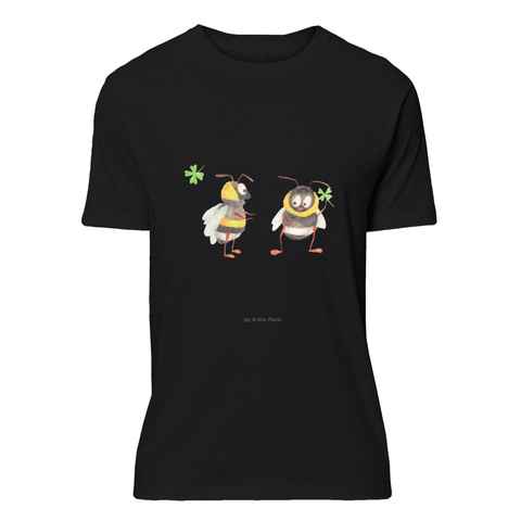 Mr. & Mrs. Panda T-Shirt Hummeln mit Kleeblatt - Schwarz - Geschenk, Jubiläum, Sprüche, süße T (1-tlg)