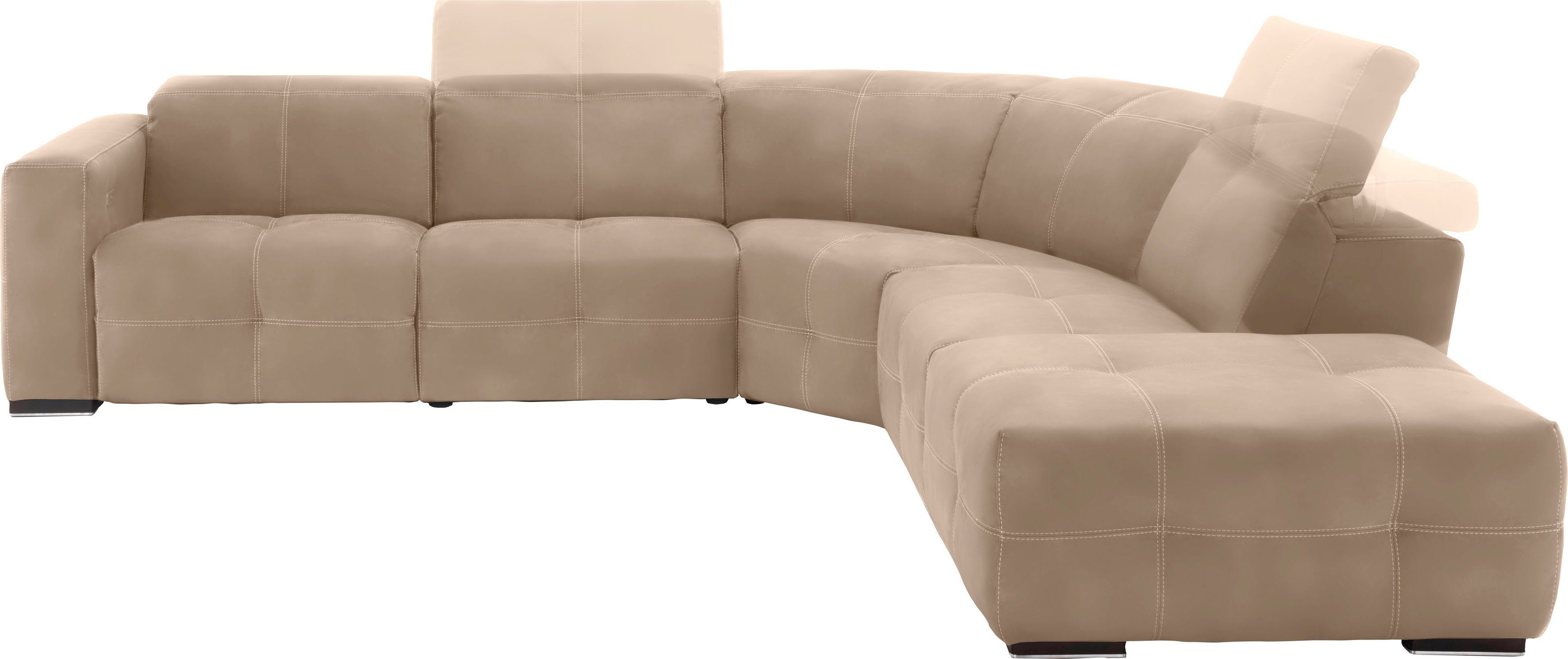 Egoitaliano Ecksofa Sauvanne, Designsofa der Extraklasse, elegant und bequem, L-Form, wahlweise mit elektrischer Relaxfunktion, Kopfteilverstellung
