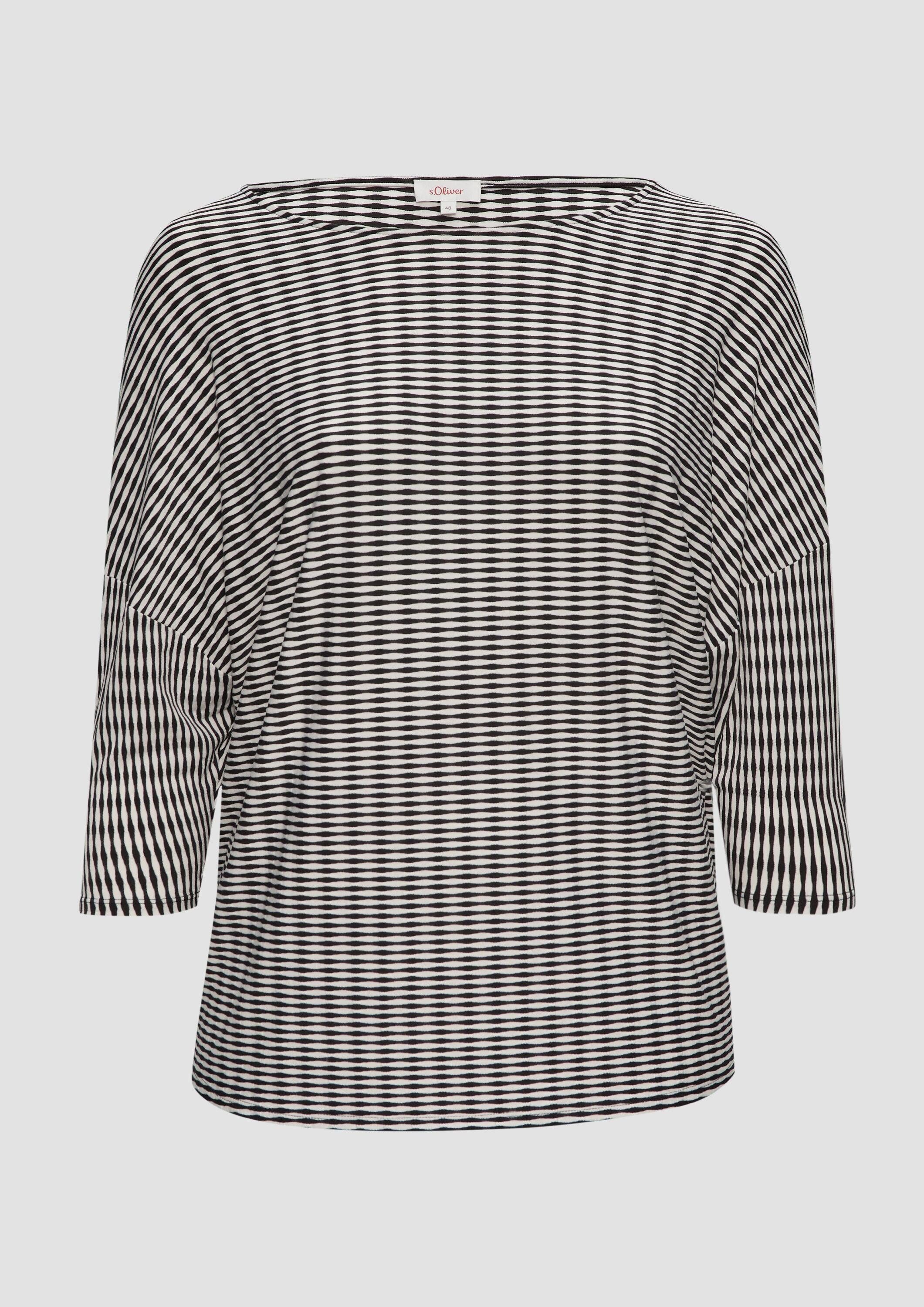 s.Oliver 3/4-Arm-Shirt T-Shirt Strukturiertes Shirt mit Fledermausärmeln