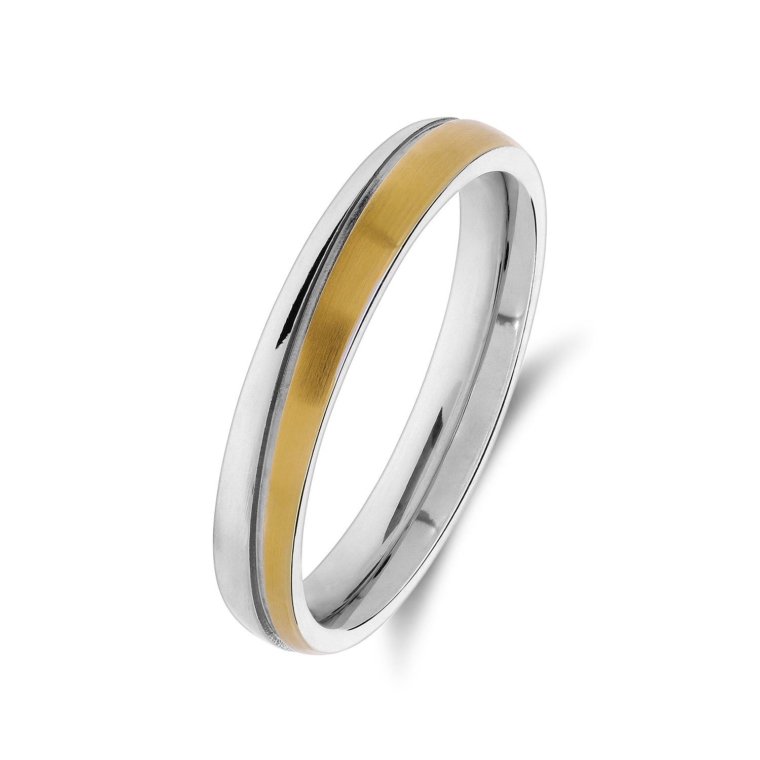 LUCARDI Partnerring Ring - Stahl - Gold-Silber - Herren