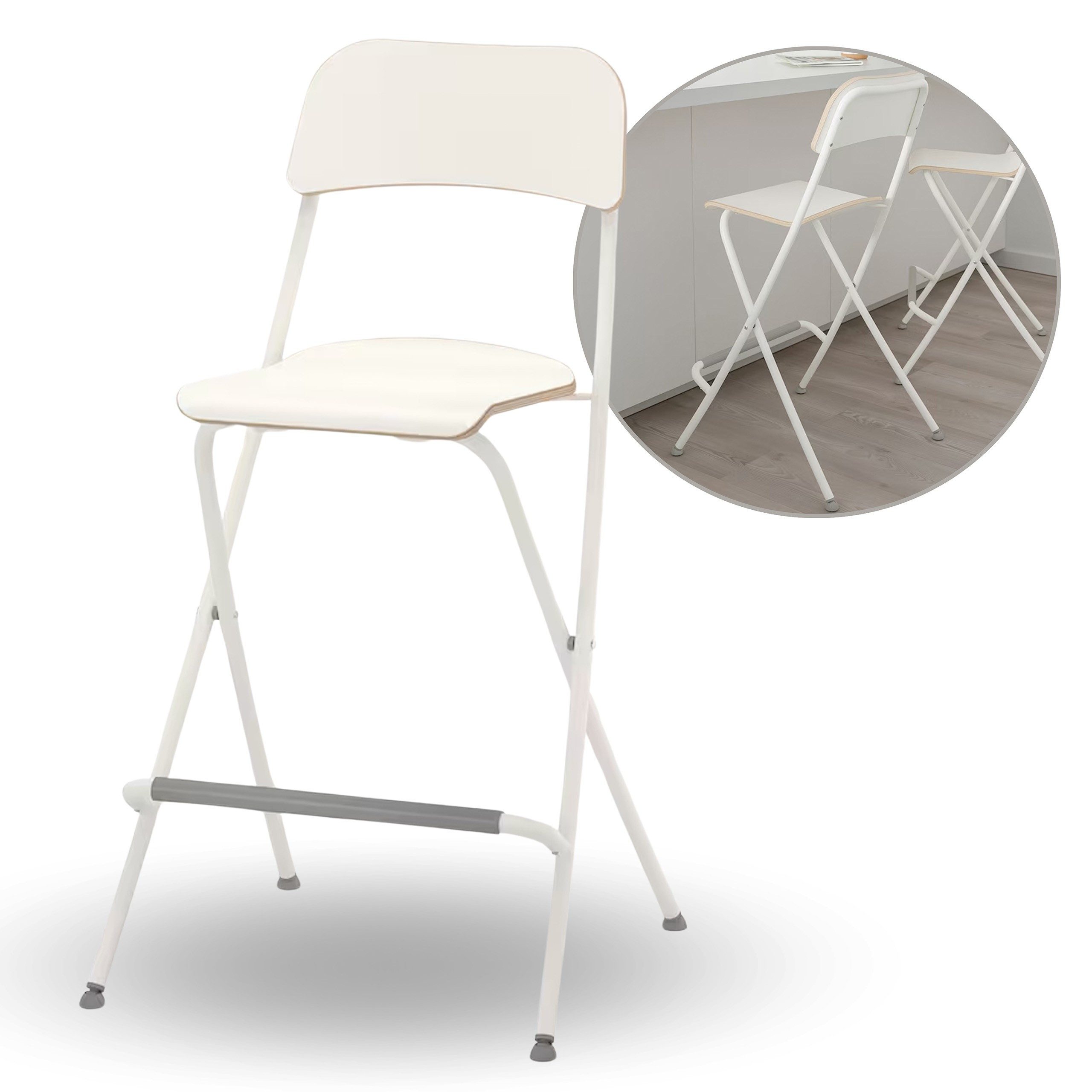 IKEA Klappstuhl FRANKLIN Weißer Klapphocker mit Rückenlehne IKEA