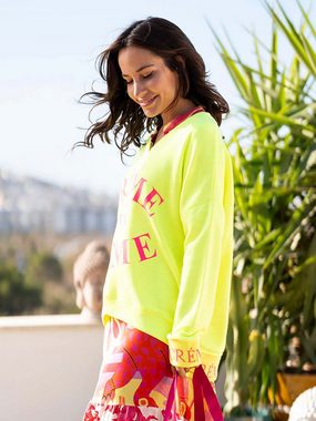 Miss Goodlife Sweatshirt V-Neck Sweater Creme de la Creme Neon Gelb