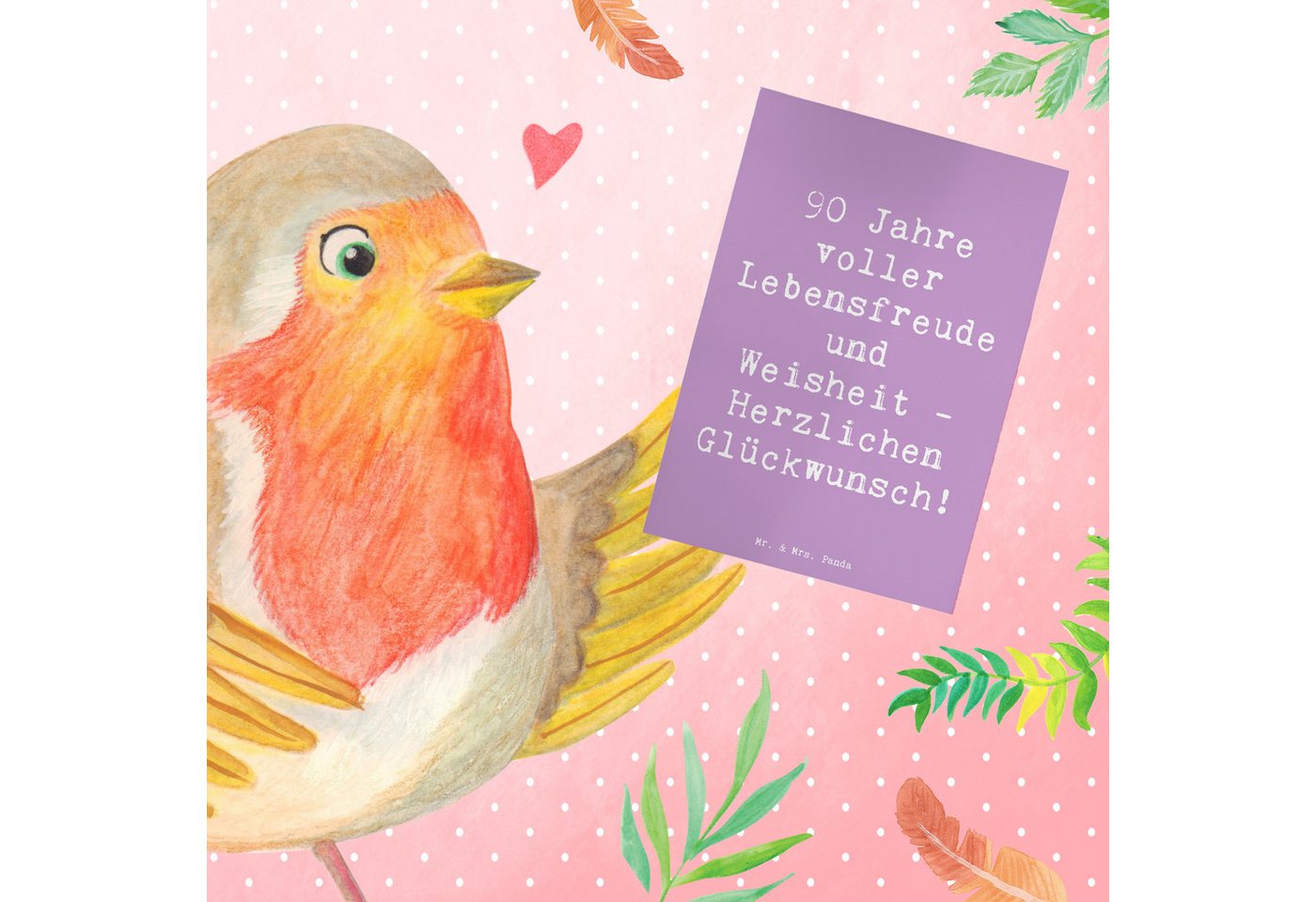 Thumbnail - Mr. & Mrs. Panda Grußkarte Spruch 90. Geburtstag Lebensfreude - Lavendeltraum - Geschenk, Jubilä