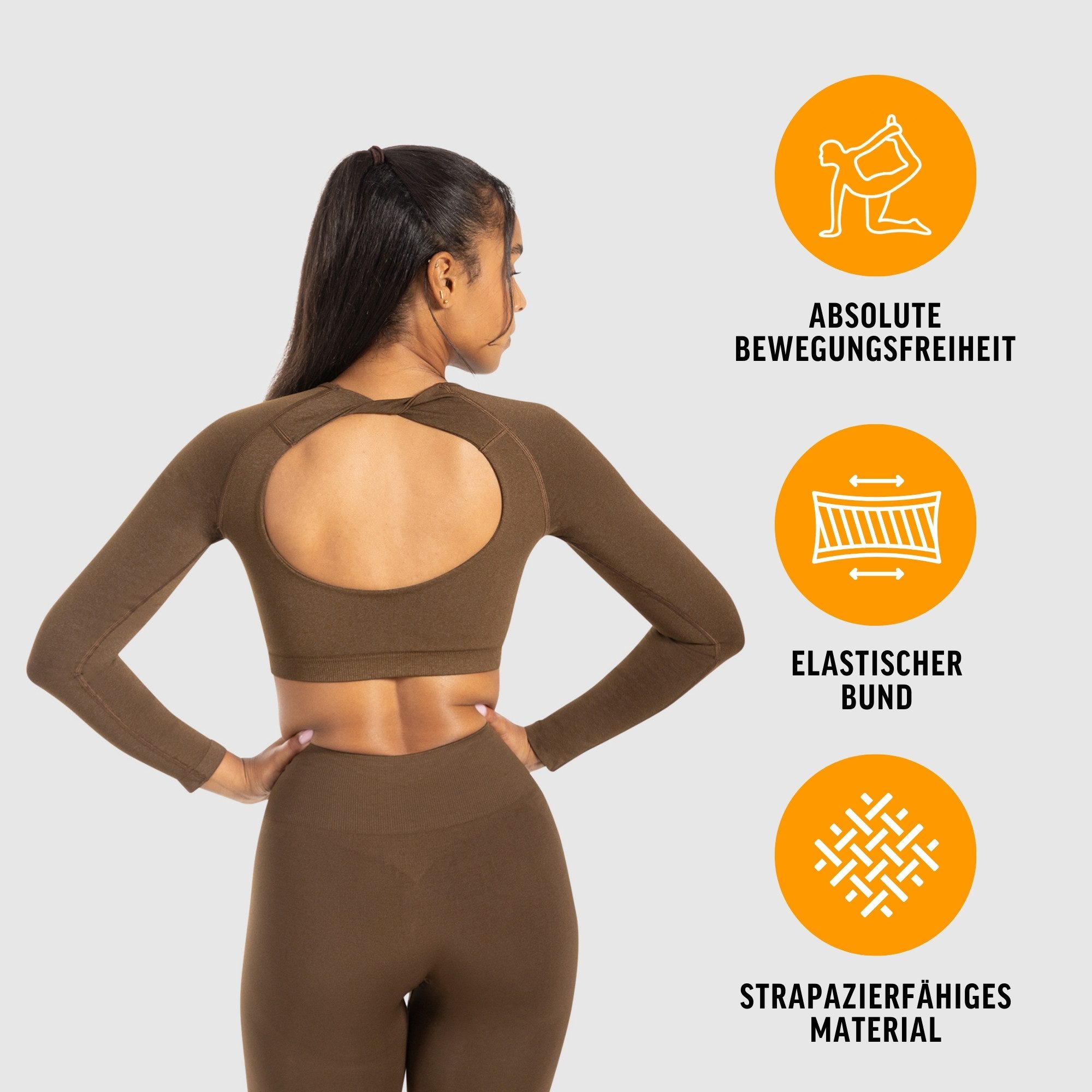 Smilodox Longsleeve Bethy, Seamless Cropped, elastisch & atmungsaktiv, kurzer Schnitt Bewegungsfreiheit, Trainingsshirt, strapazierfähig, Pilates Yoga Gym