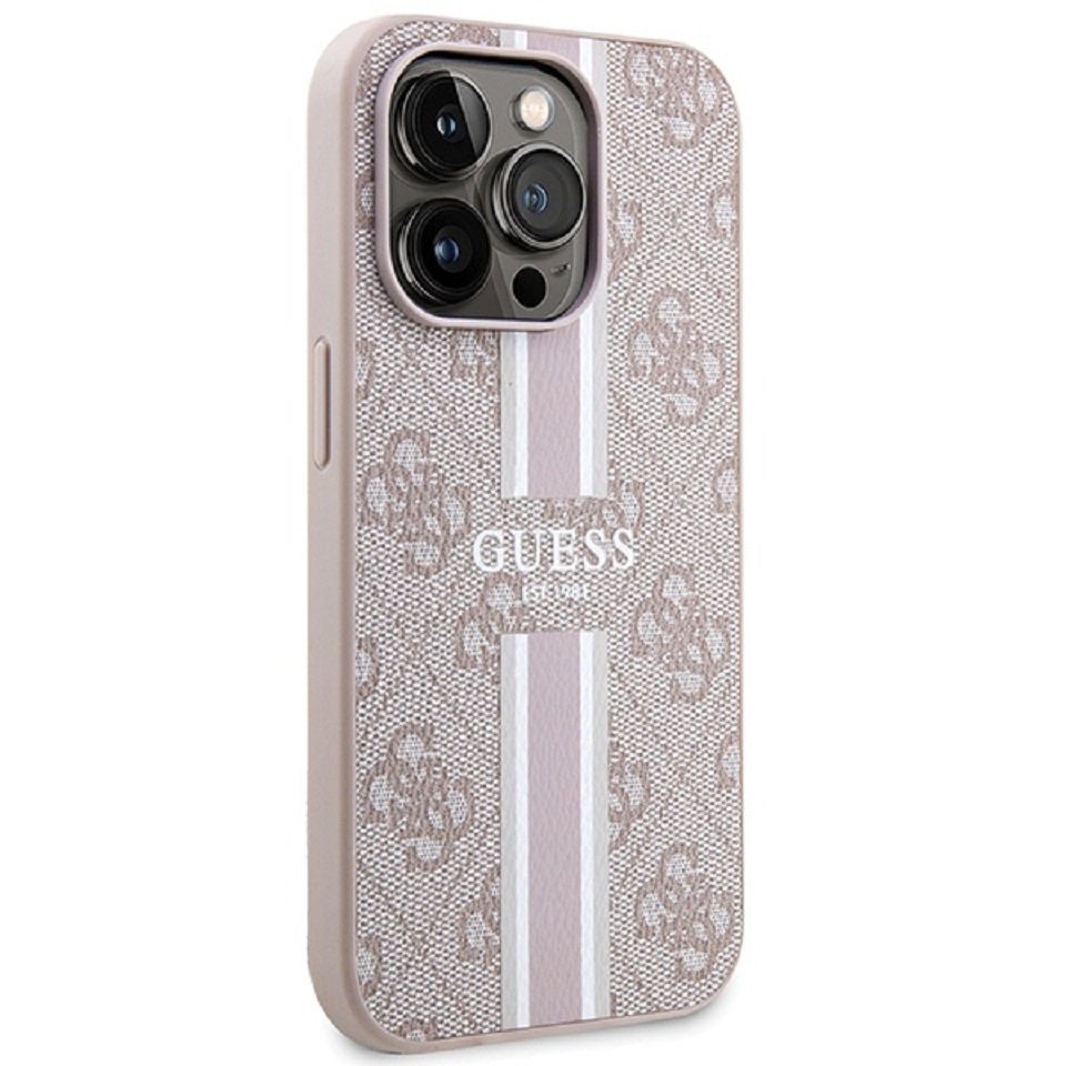 Guess Handyhülle Case iPhone 15 Pro Kunstleder rosa MagSafe kompatibel 6,1 Zoll, Kantenschutz – Bild 4 von 5