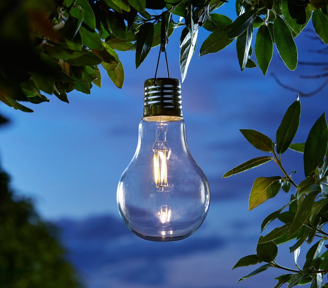 Dehner LED Solarleuchte Dehner Solar-Glühbirne 5er Set, 10 x 17 cm, Glas, transparent, Keine Angabe, Wetterfest, bis 6 Std. Leuchtdauer