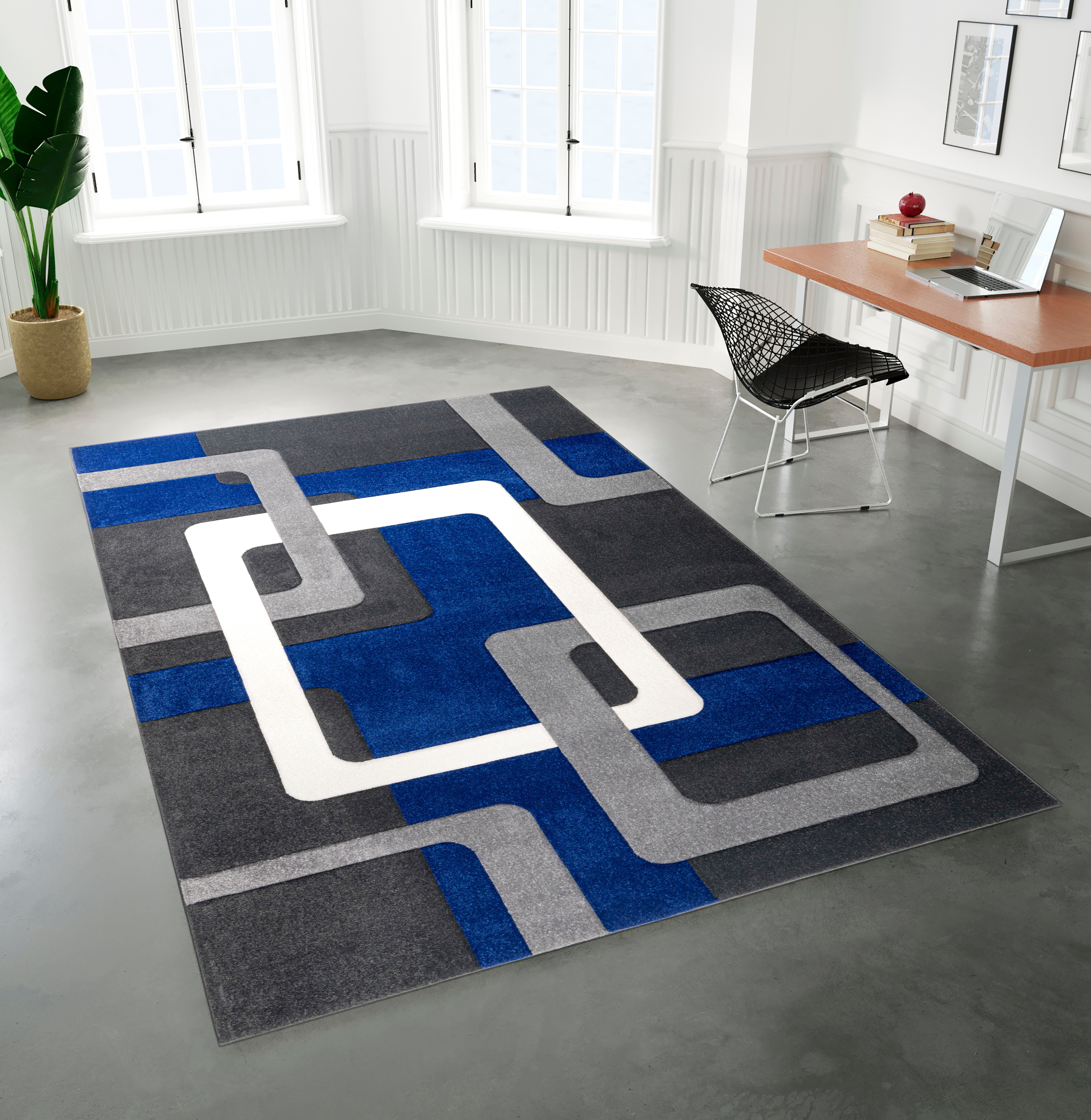 Teppich Kurzflor, home, 13 Höhe: Maxim, mm, my blau/grau Hoch-Tief-Effekt, 3D-Design rechteckig,
