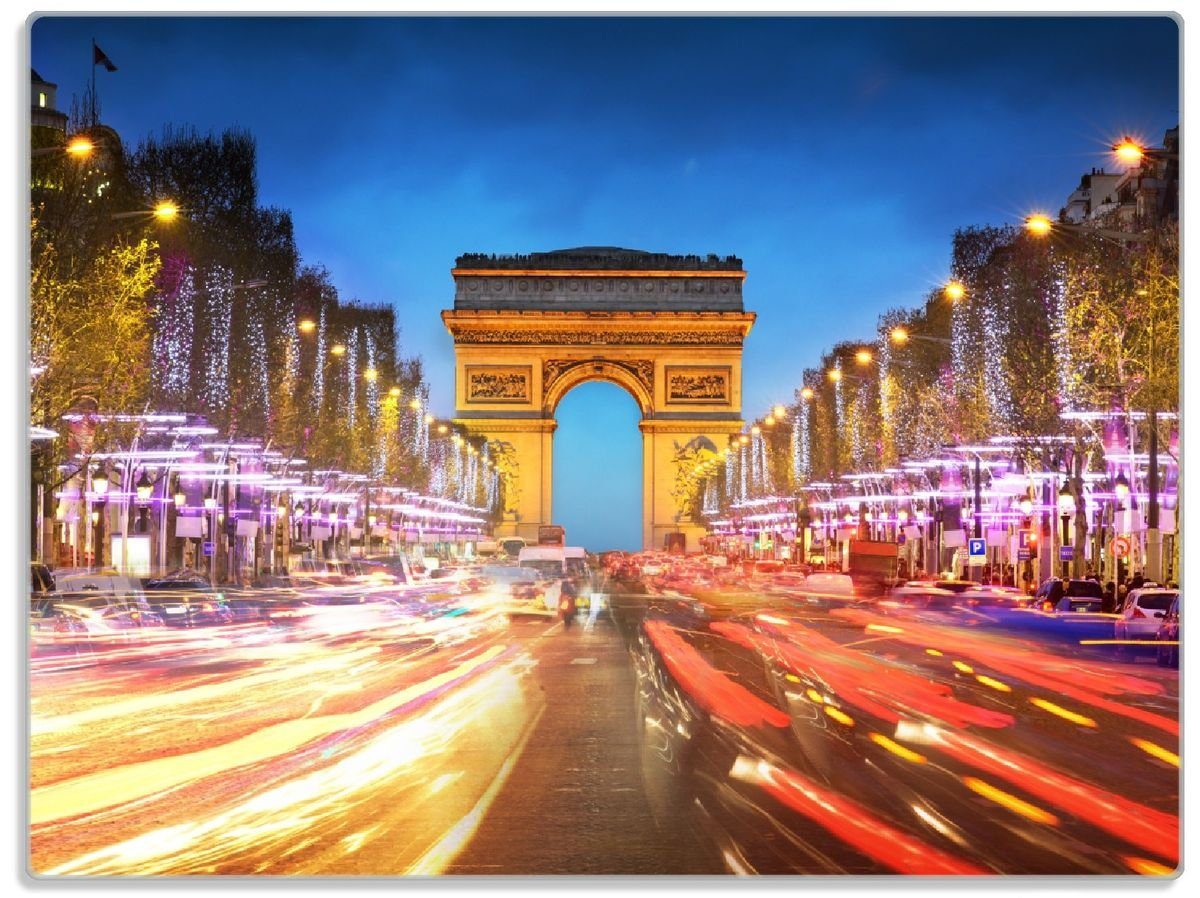 Wallario Schneidebrett Arc de triomphe in Paris bei Nacht, ESG-Sicherheitsglas, (inkl. rutschfester Gummifüße 4mm, 1-St), 30x40cm
