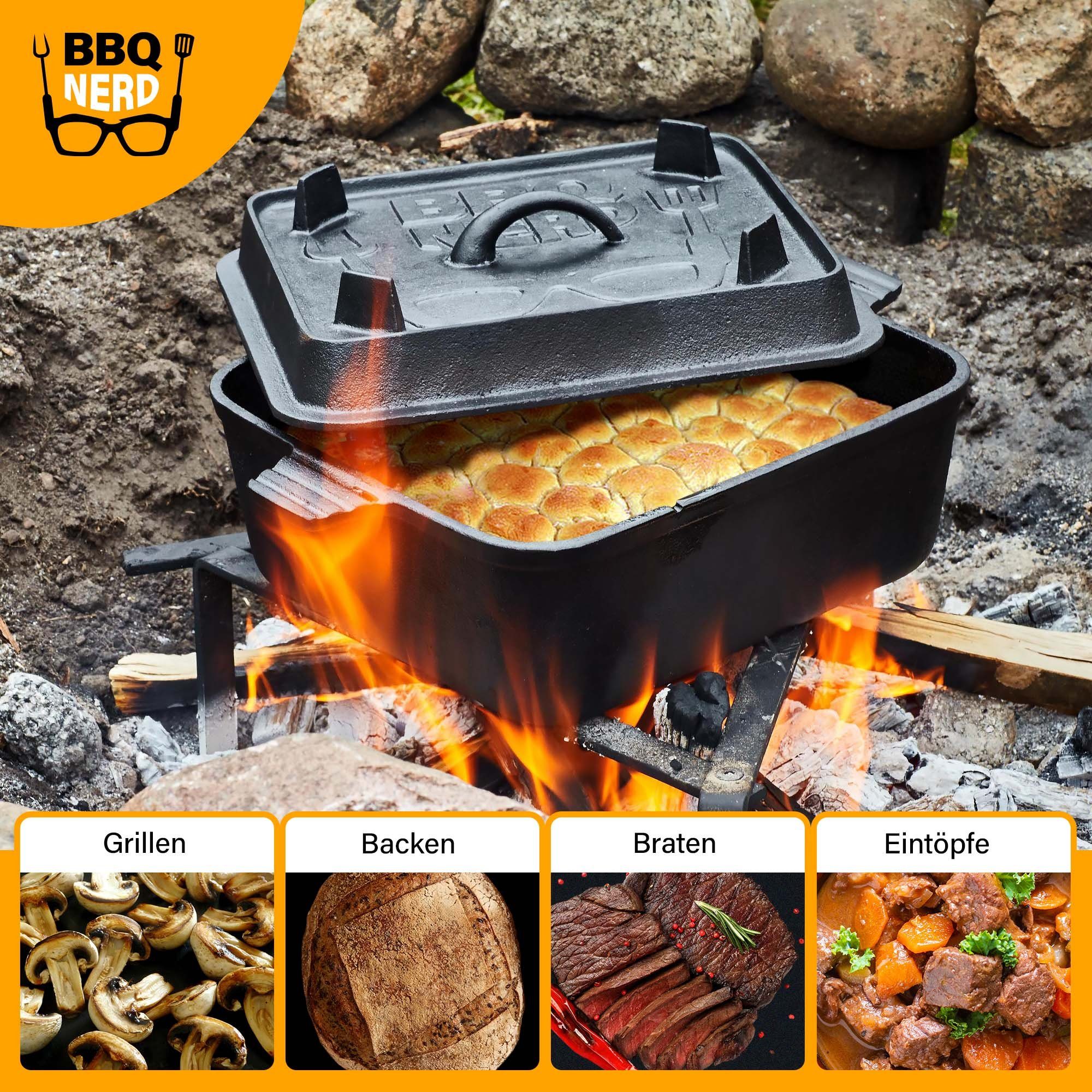  Brotbackform Deckel , Dutch Oven BBQ - Kastenform Brottopf Nerd Brotbackform, mit