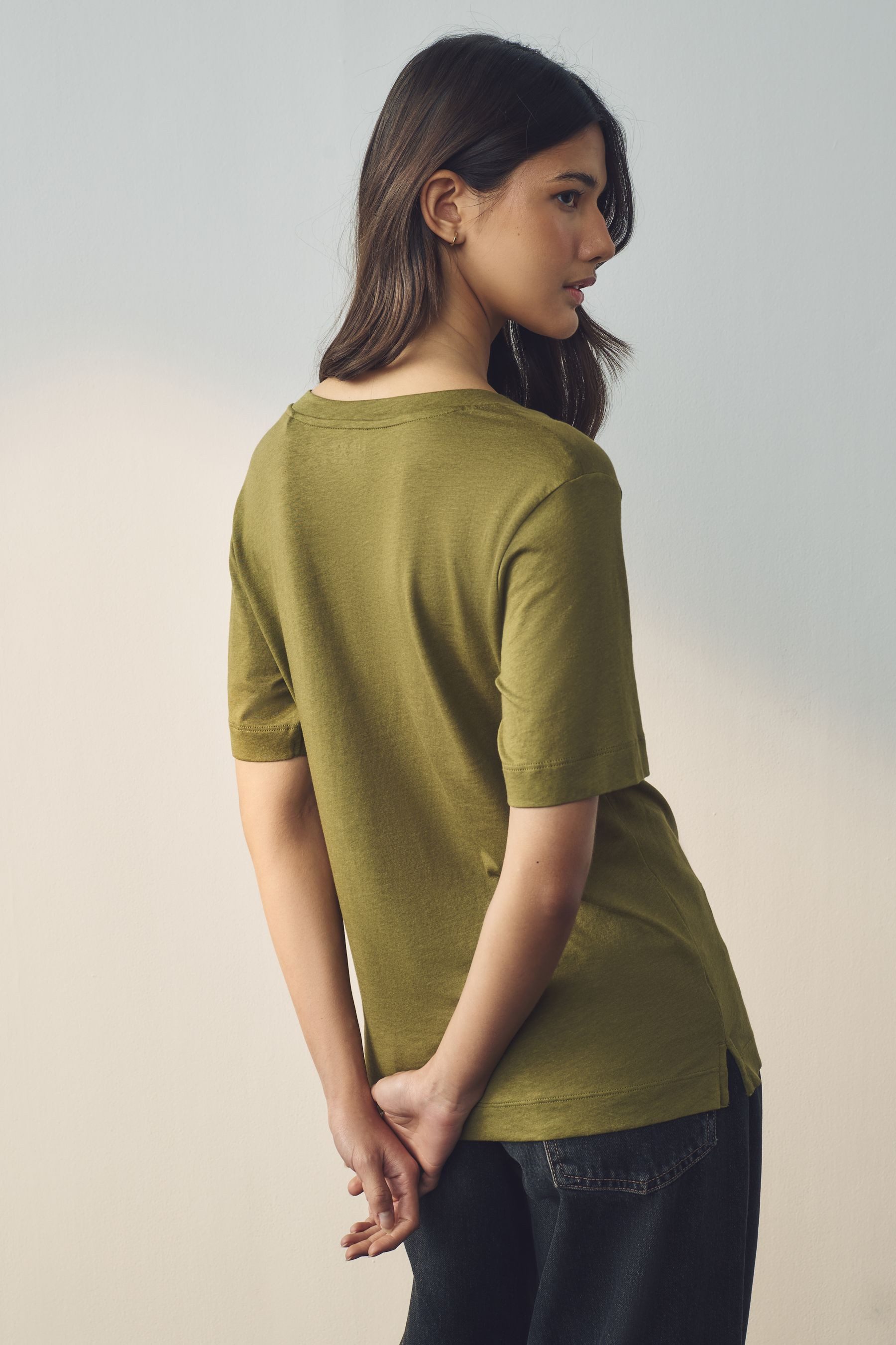 Next V-Shirt T-Shirt mit V-Ausschnitt aus Baumwolle und Modal (1-tlg) günstig online kaufen