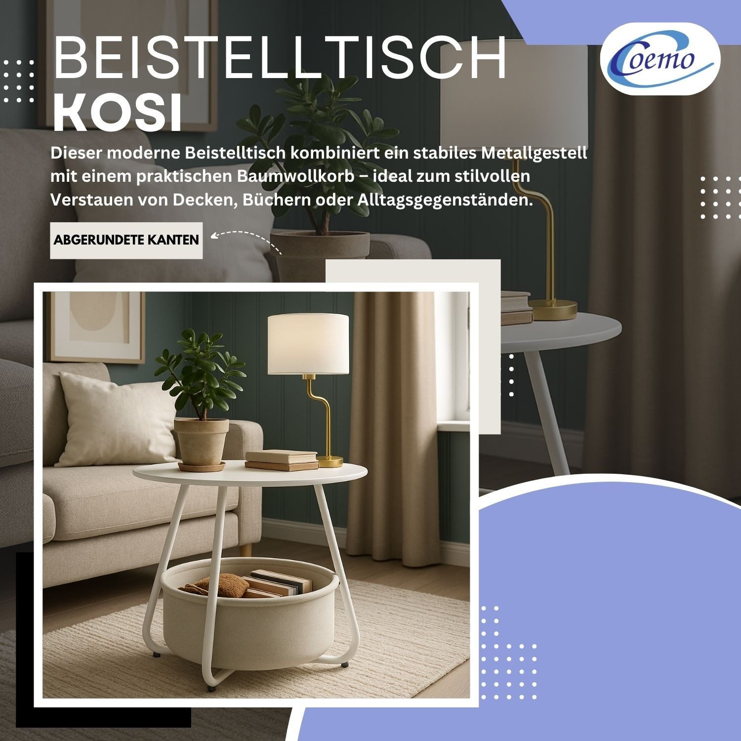 Coemo Wohnzimmertisch KOSI, Weiß Metallgestell Couchtisch günstig online kaufen