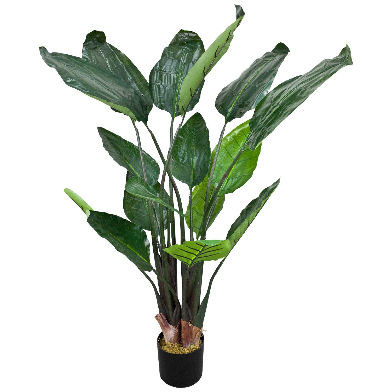 Kunstbaum Strelitzie Paradiesvogelblume Kunstpflanze Künstliche Pflanze 120 cm Strelitzie, Decovego, Höhe 120 cm