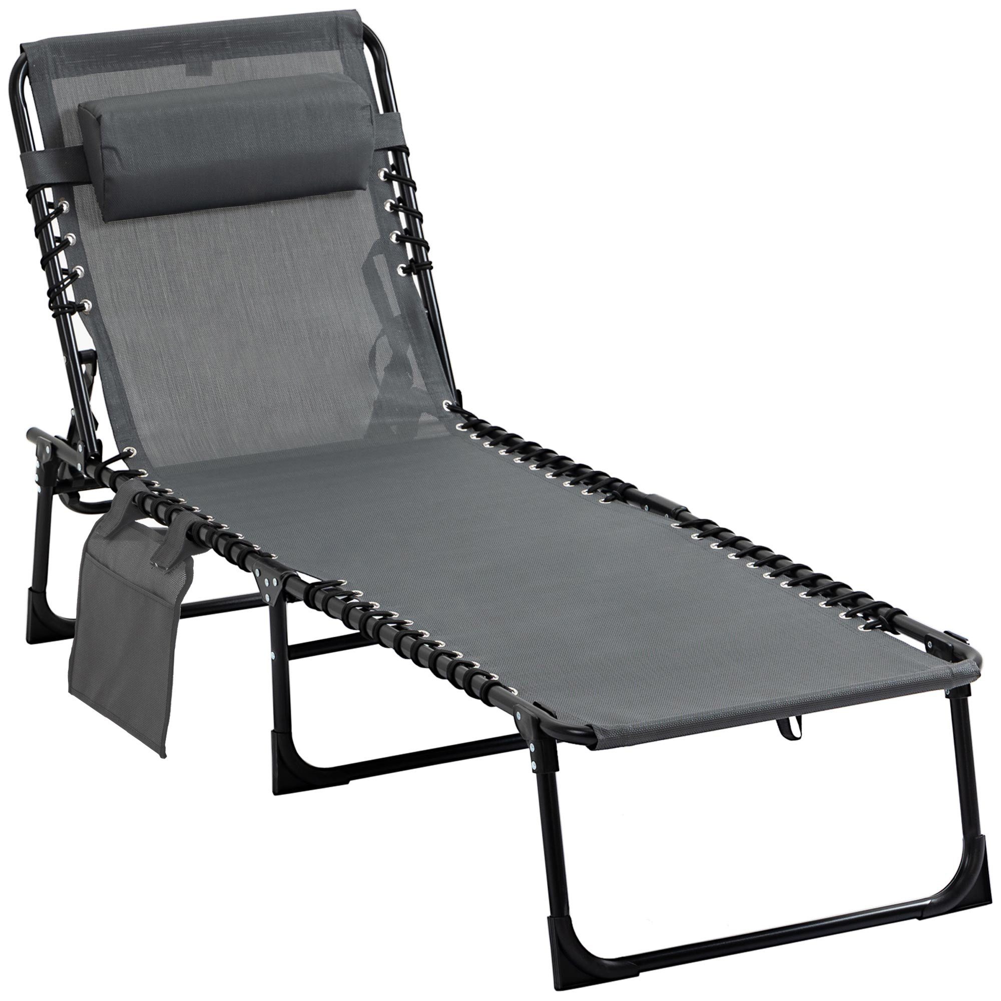 Outsunny Gartenliege mit Kopfkissen, Seitentasche, 5-Fach günstig online kaufen