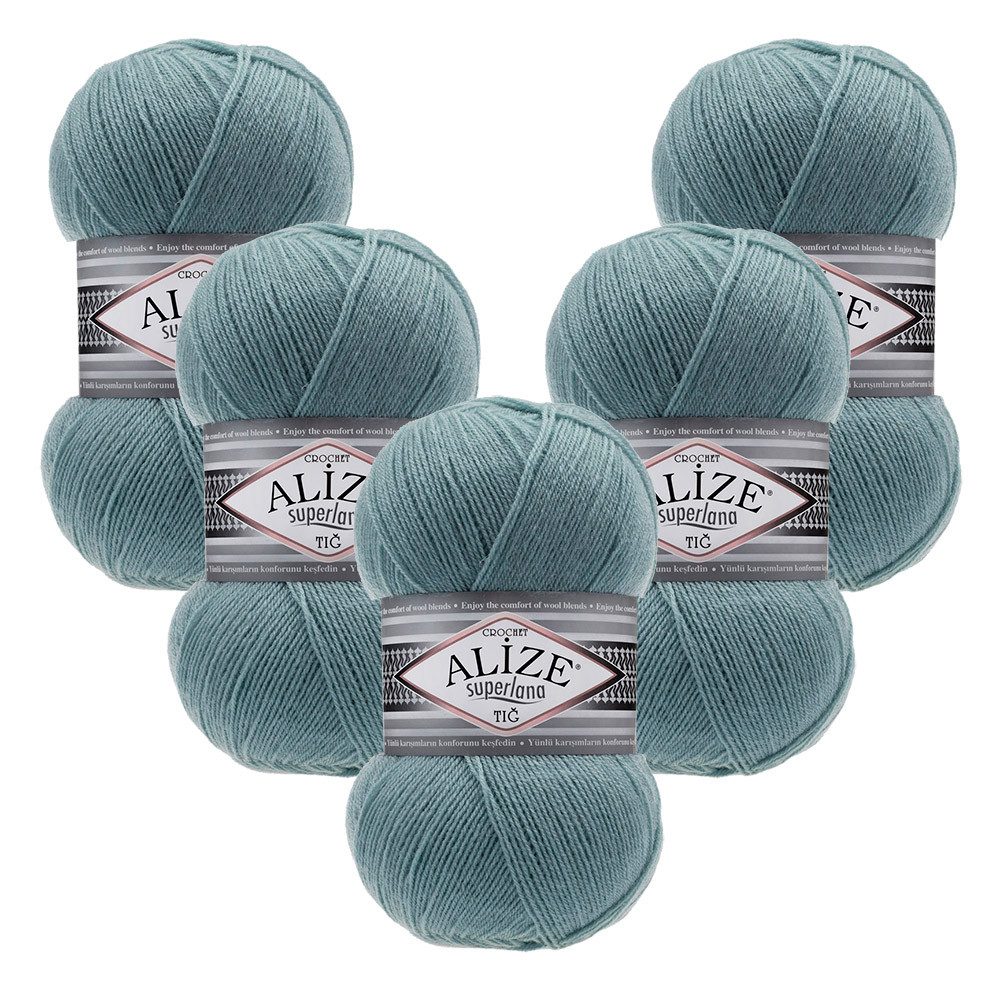 Alize 5 x ALIZE Superlana Tig Häkelwolle, 570 m, Handstrickgarn, Fein,Häkeln,Stricken