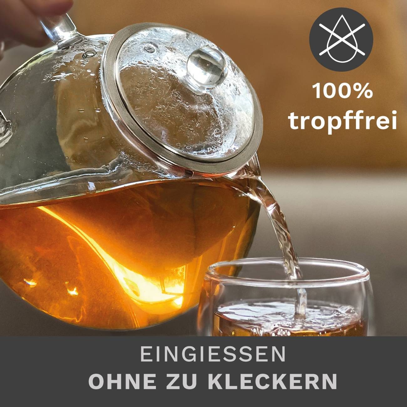 Creano Teekanne Teekanne “Schnabel” 1,7l, 1,7 l, (1er-Set, 3-St., Teekanne & Deckel), tropffrei