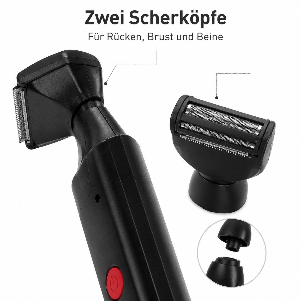 XEOOCE Körperrasierer Elektrischer Körperrasierer Herren Rückenrasierer USB