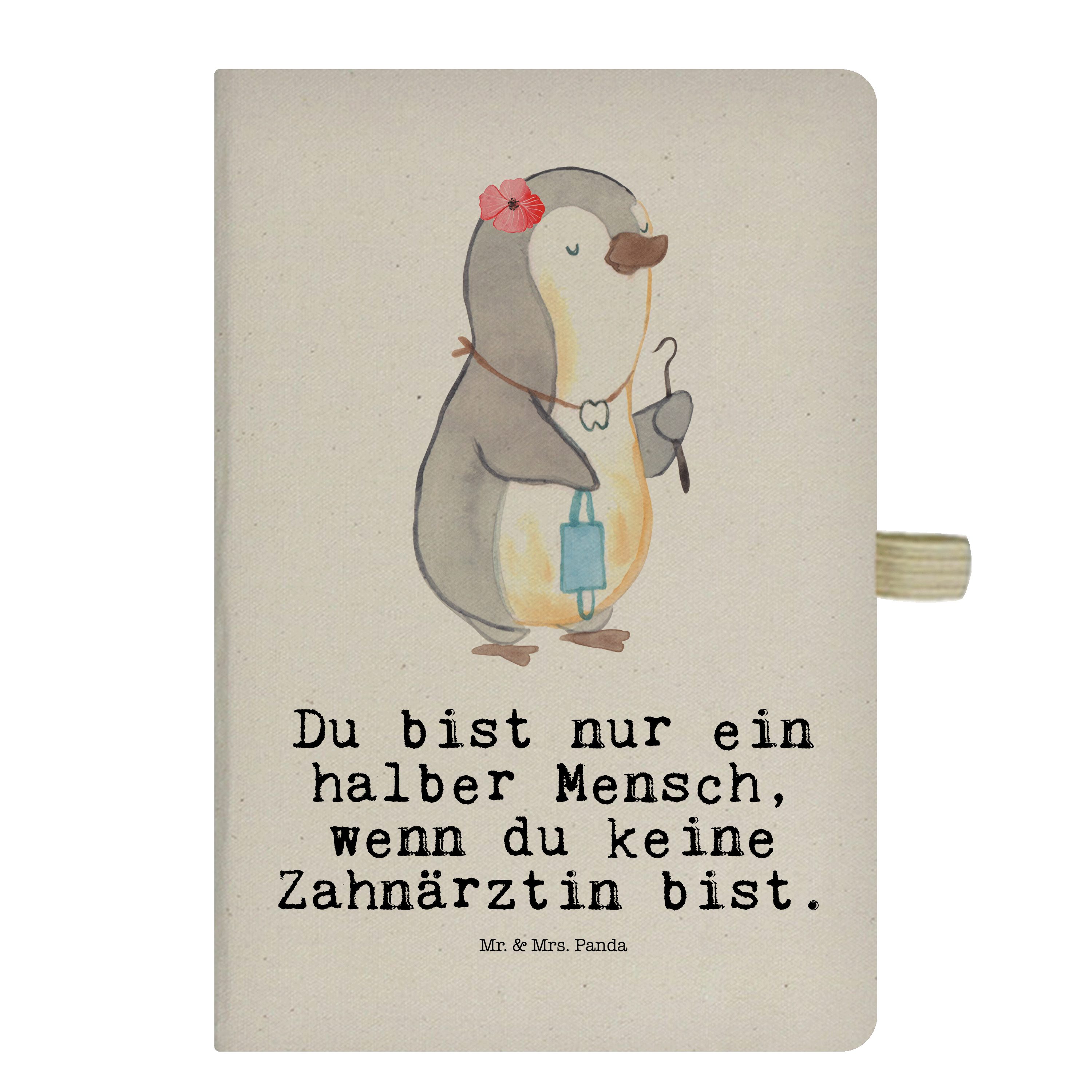 Mr. & Mrs. Panda Notizbuch Zahnärztin mit Herz - Transparent - Geschenk, Schreibheft, Skizzenbuc Mr. & Mrs. Panda