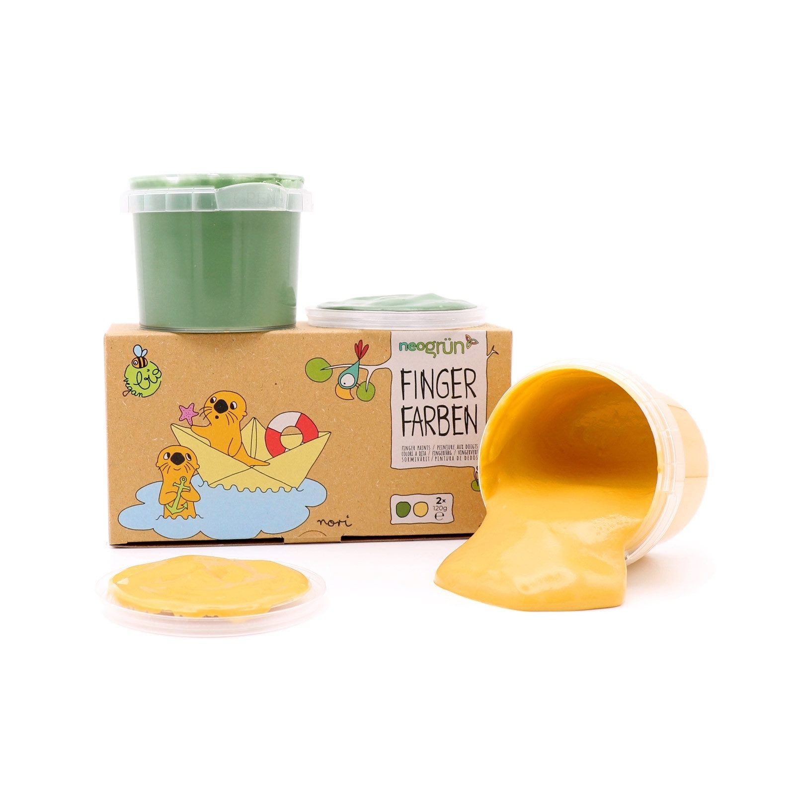 neogrün Fingerfarbe Bio-Fingerfarben tropffreie vegane Fingermalfarben für Kinder